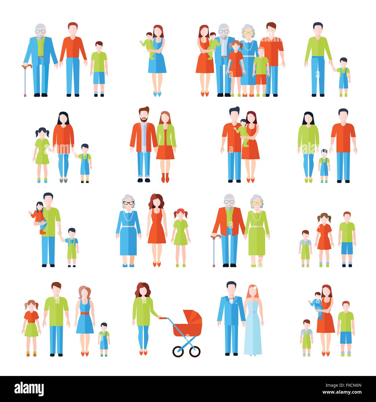 Family flat icons set Stock Vector Image & Art - Alamy