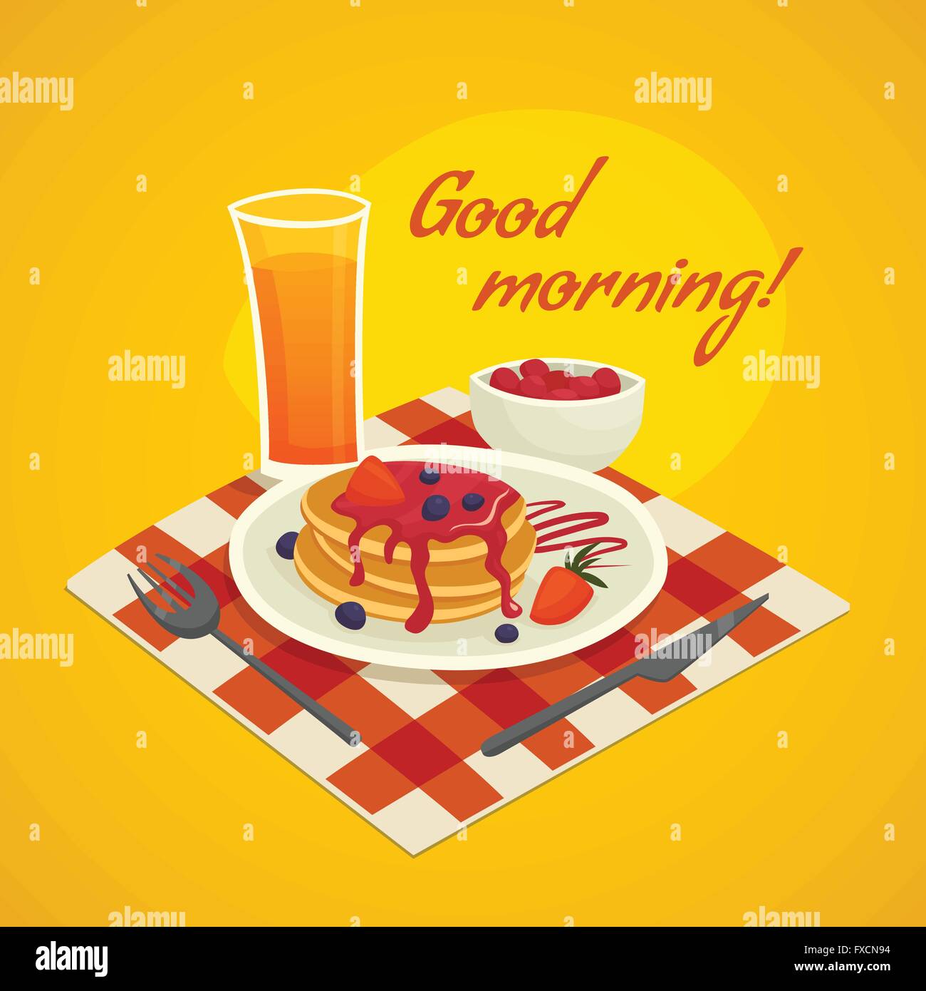 Breakfast Design Concept With Good Morning Wishing Stock Vector ...