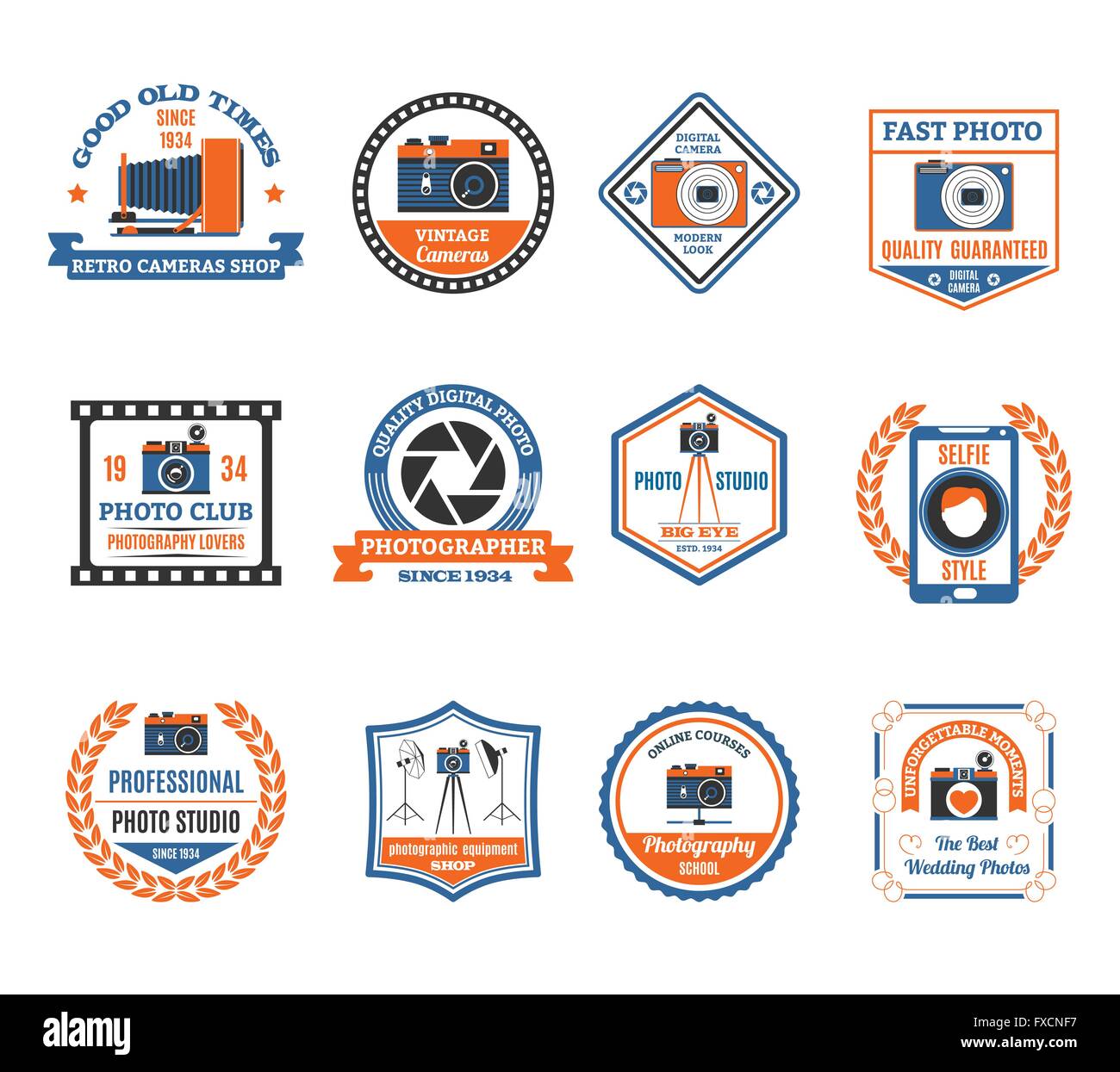 Photography Emblems Set Stock Vector