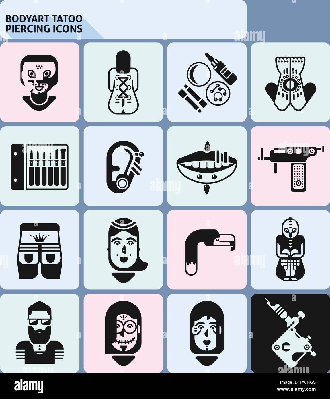Bodyart Tatoo Piercing Icons Stock Vector Image & Art - Alamy