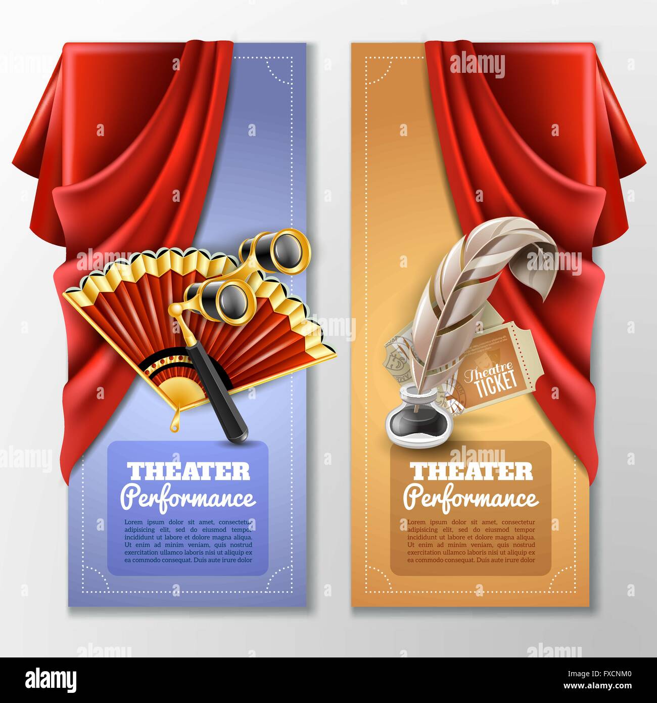 Theatre And Stage Banners Set Stock Vector