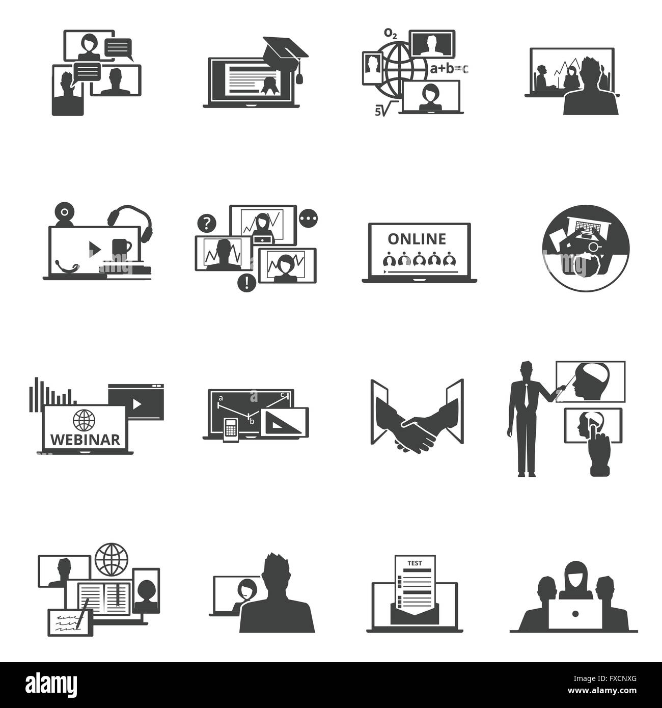 Web conferencing webinar black icons set Stock Vector Image & Art - Alamy