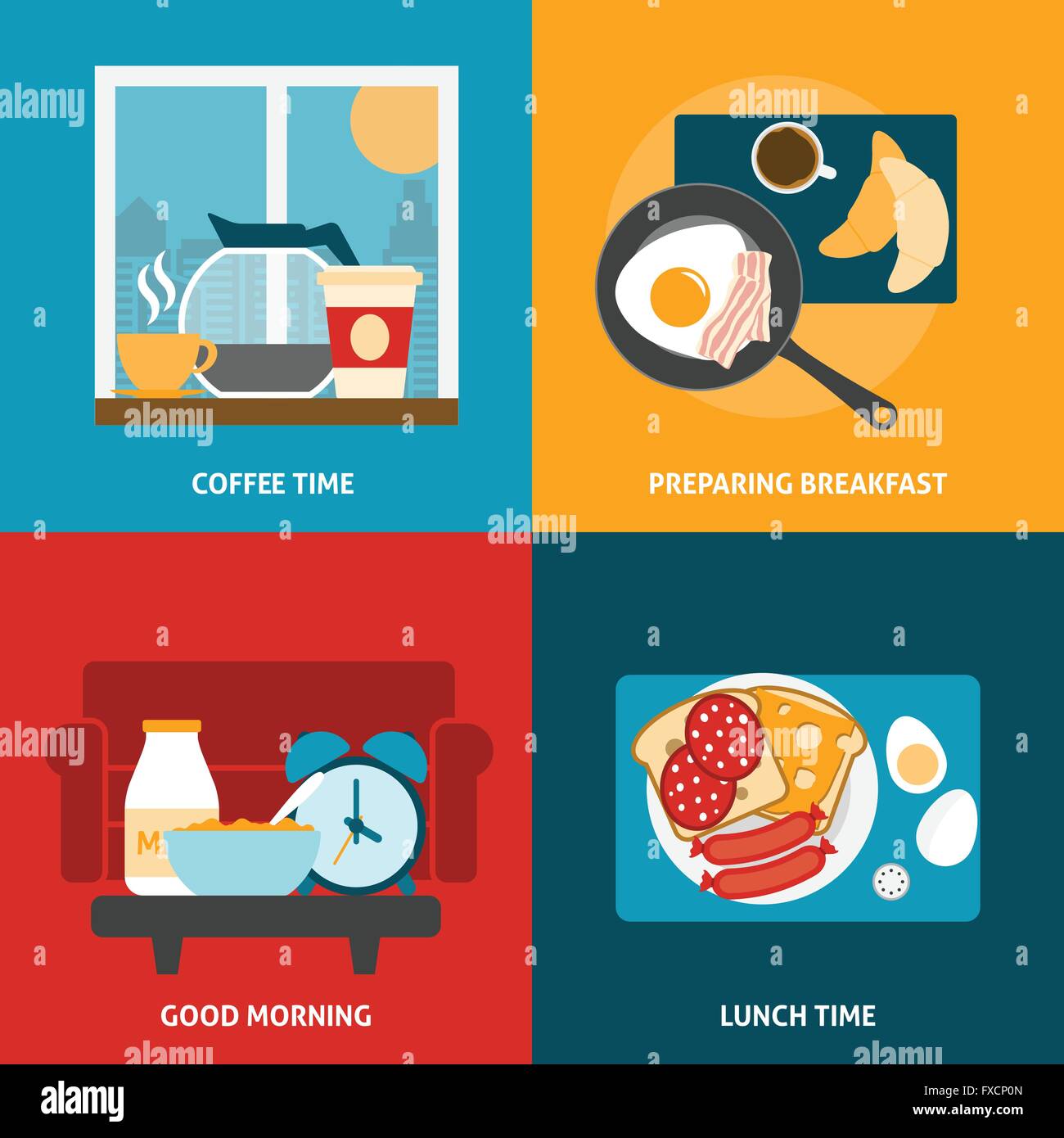 Breakfast and lunch icons set Stock Vector Image & Art - Alamy