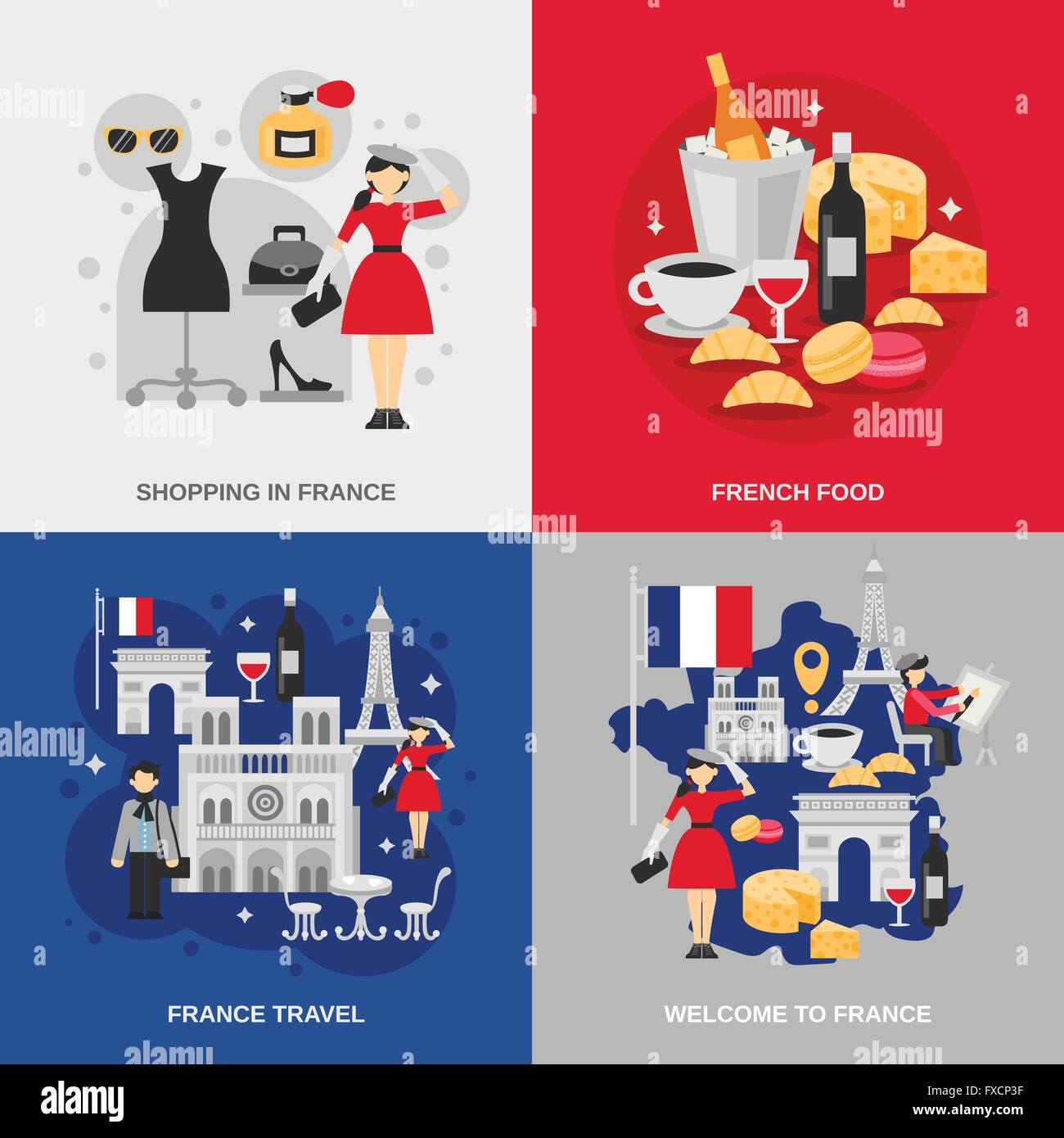 France Flat Set Stock Vector Image & Art - Alamy