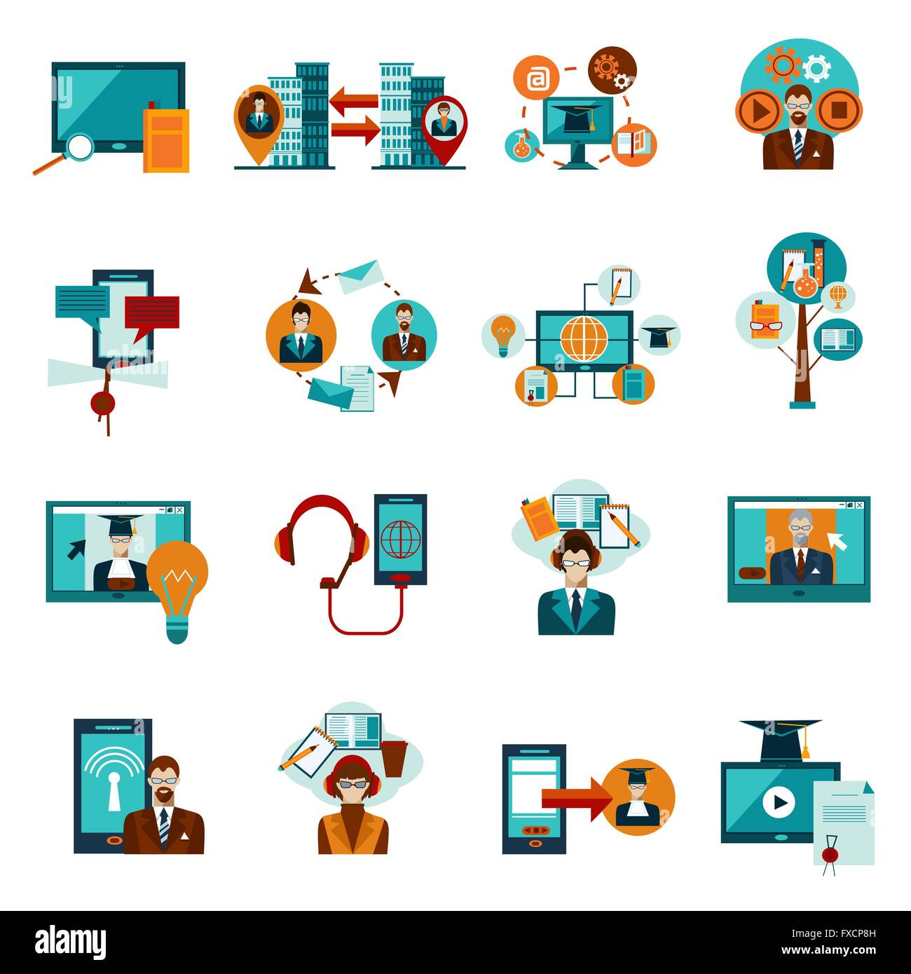 Online Education Icons Set Stock Vector Image & Art - Alamy