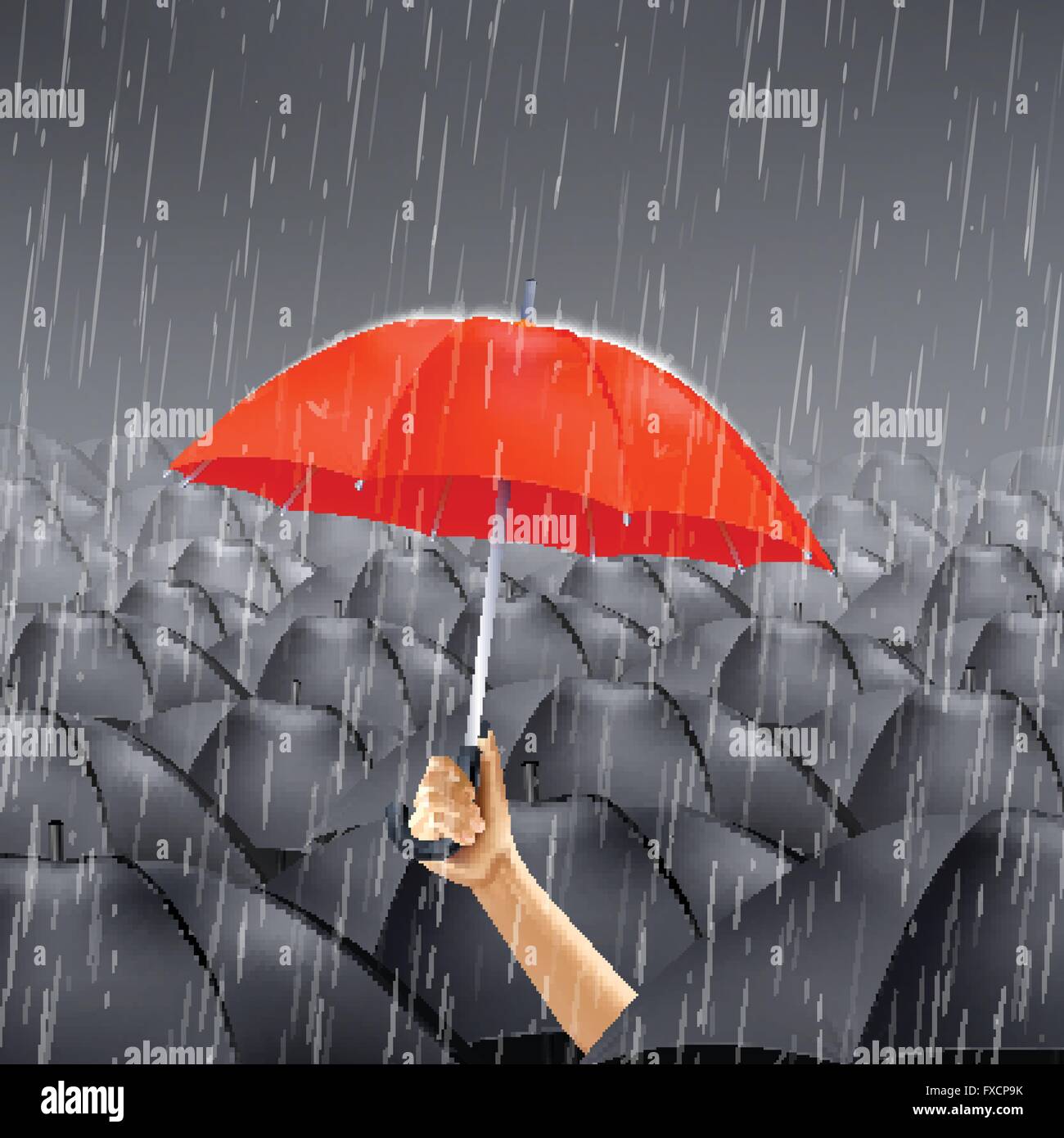 Red Umbrella Under Rain Stock Vector Image & Art Alamy