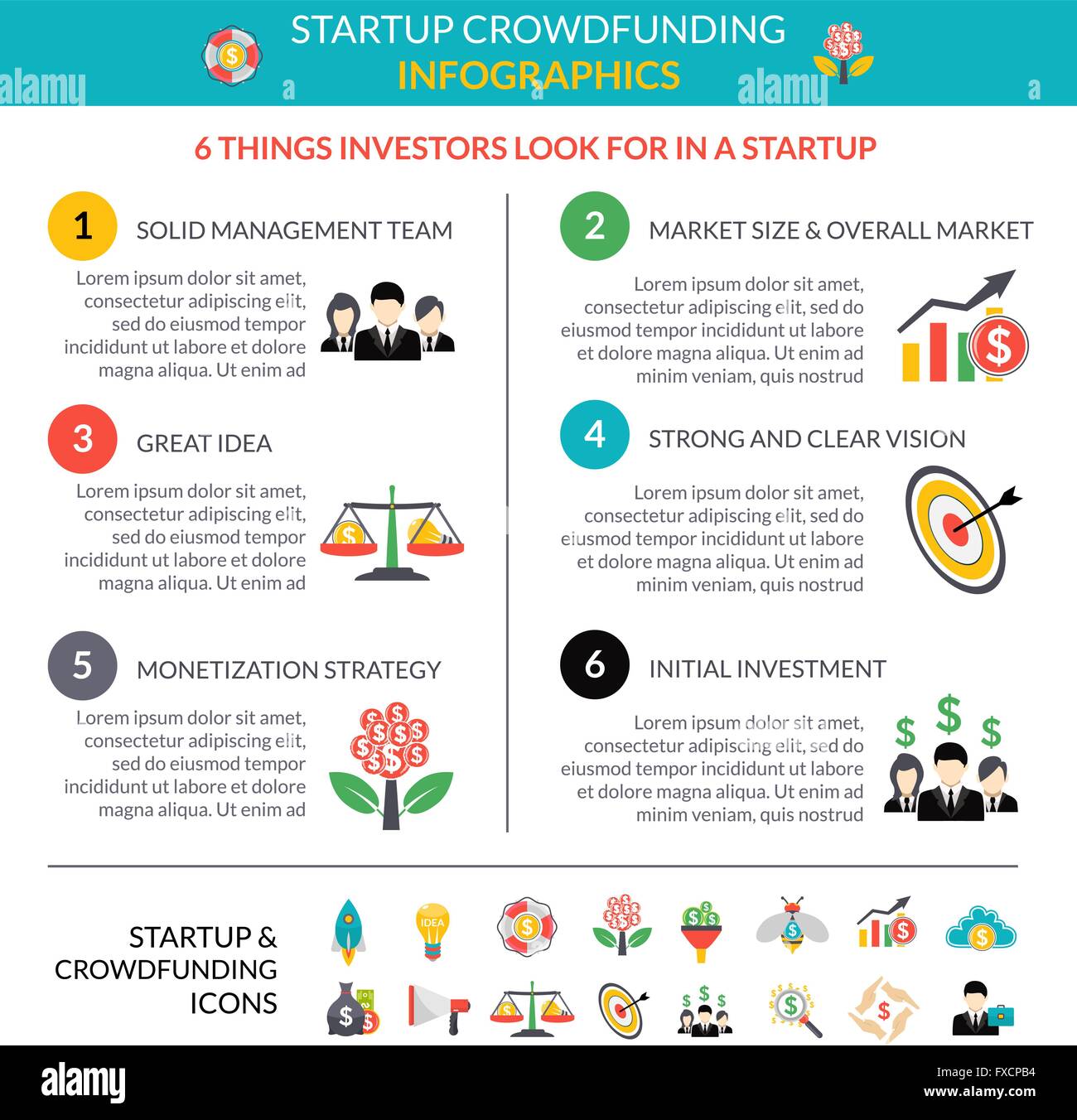 Business startup crowdfunding infographic layout poster Stock Vector