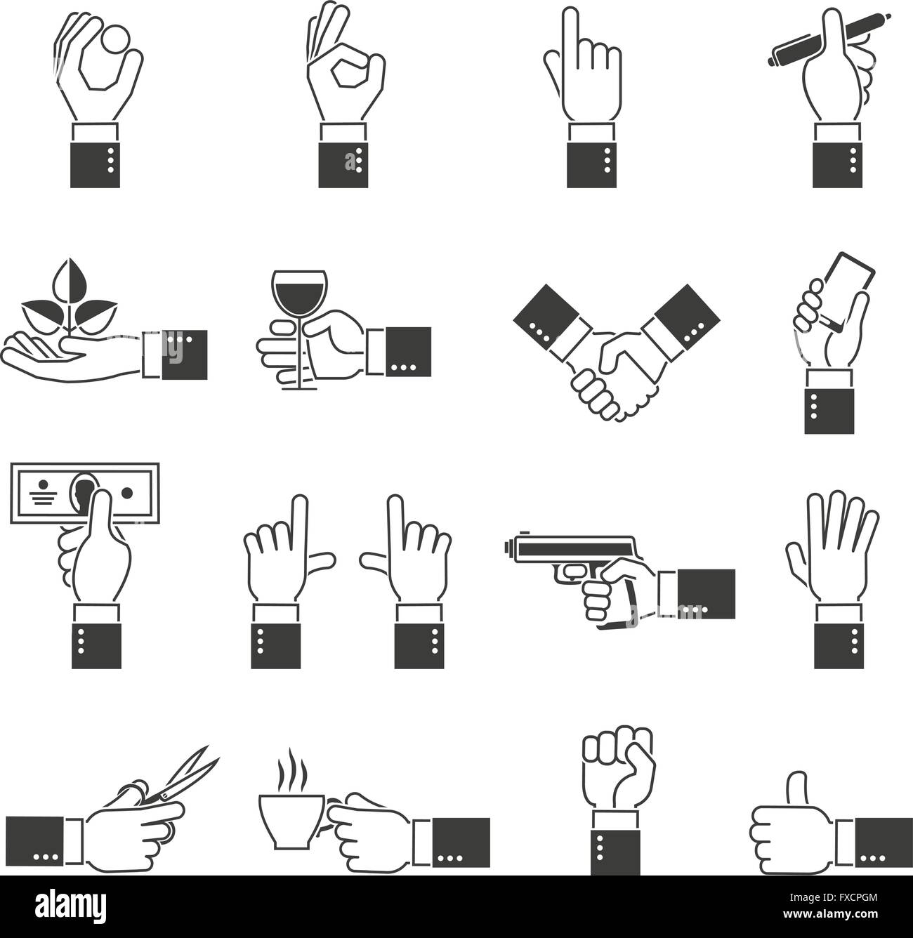 Hand Icons Black Set Stock Vector Image & Art - Alamy