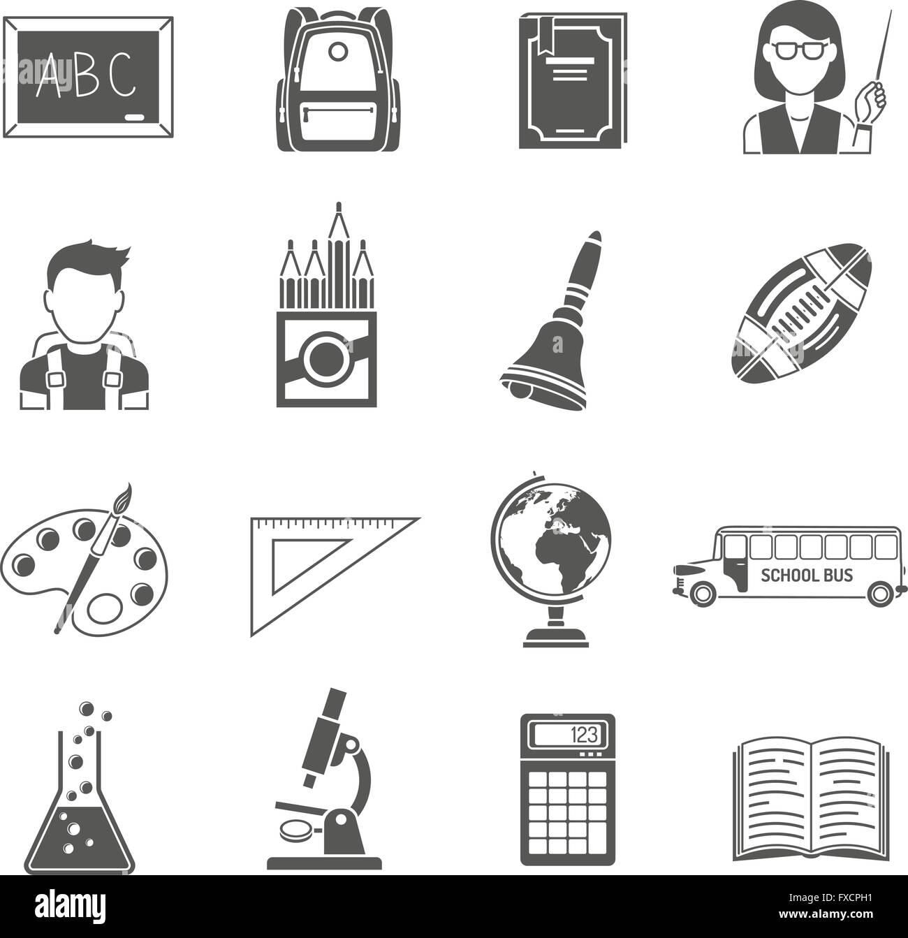 Education Icons Black Set Stock Vector Image & Art - Alamy