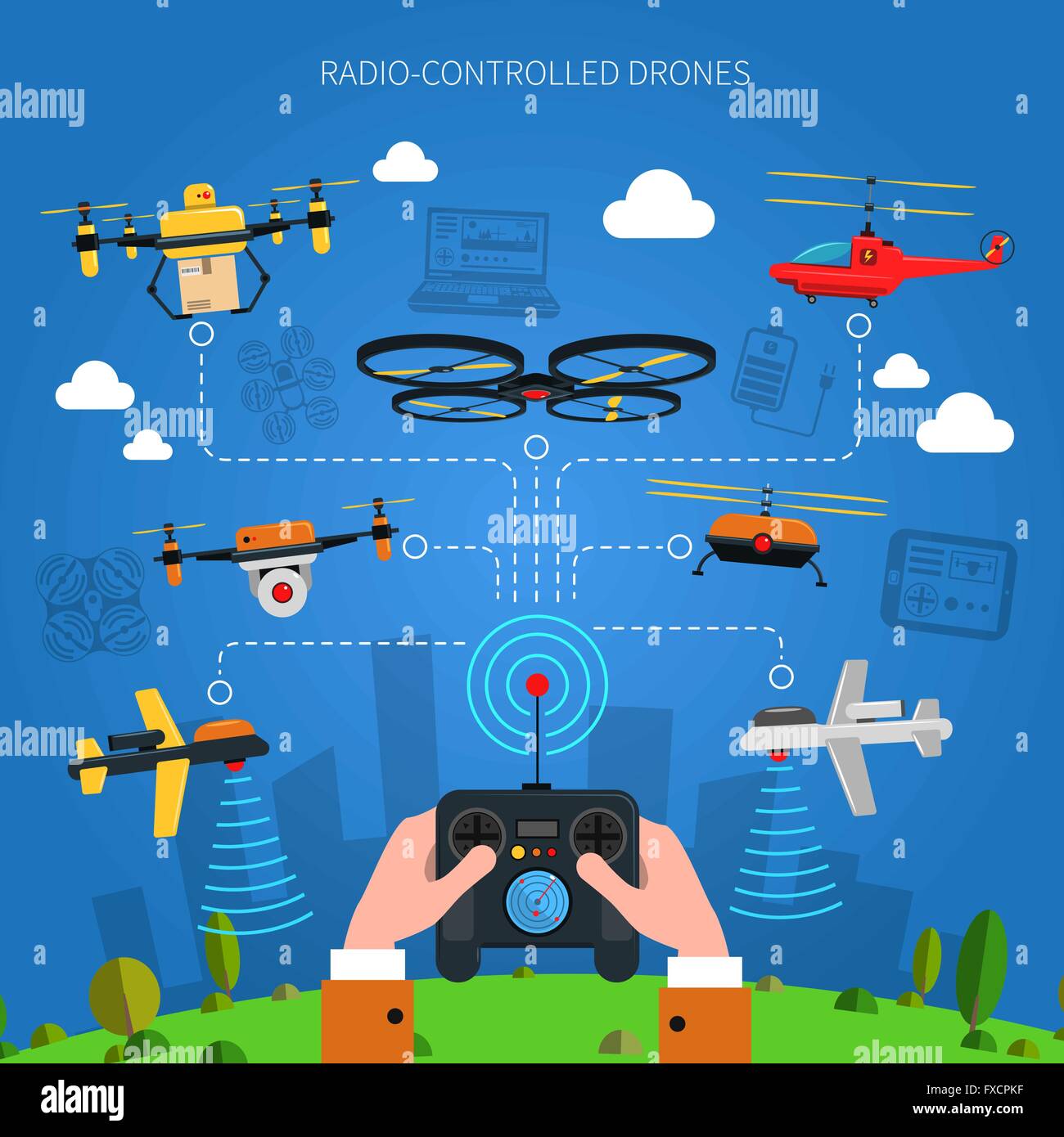 Radiocontrolled Drones Concept Stock Vector Image & Art Alamy