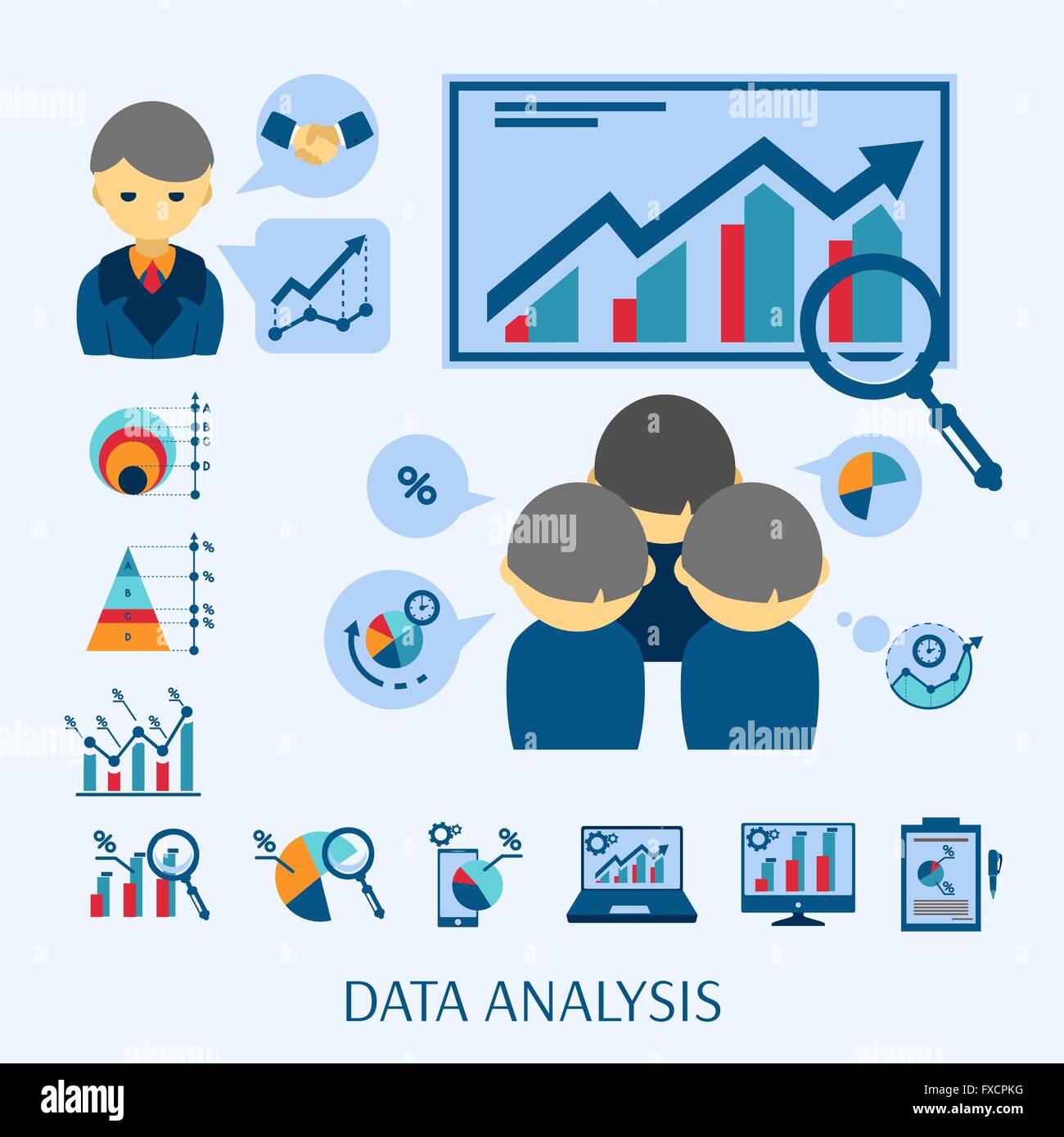 Data analysis concept flat icons composition Stock Vector Image & Art ...