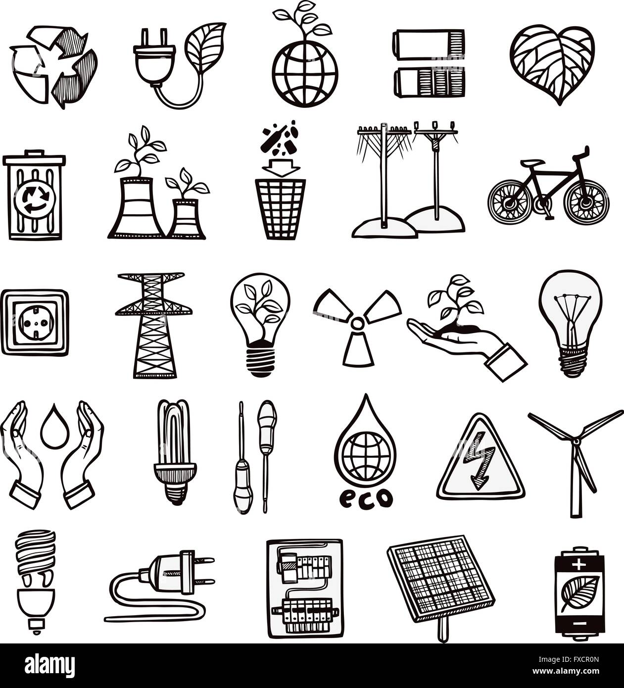 Ecology And Energy Icon Set Stock Vector Image & Art - Alamy