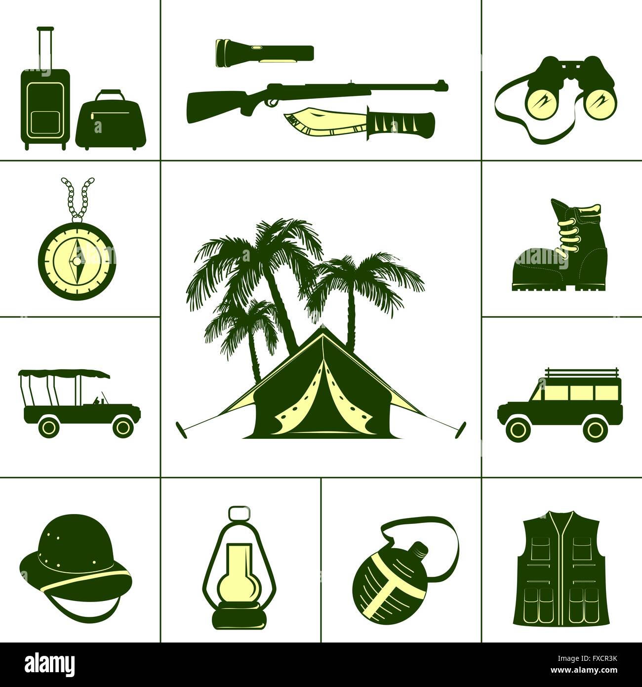 Safari Icons For Hunting Stock Vector Image & Art - Alamy
