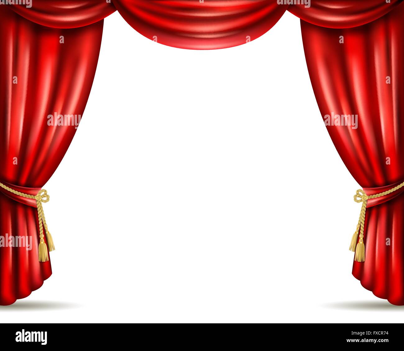 Theater curtain open flat banner illustration Stock Vector