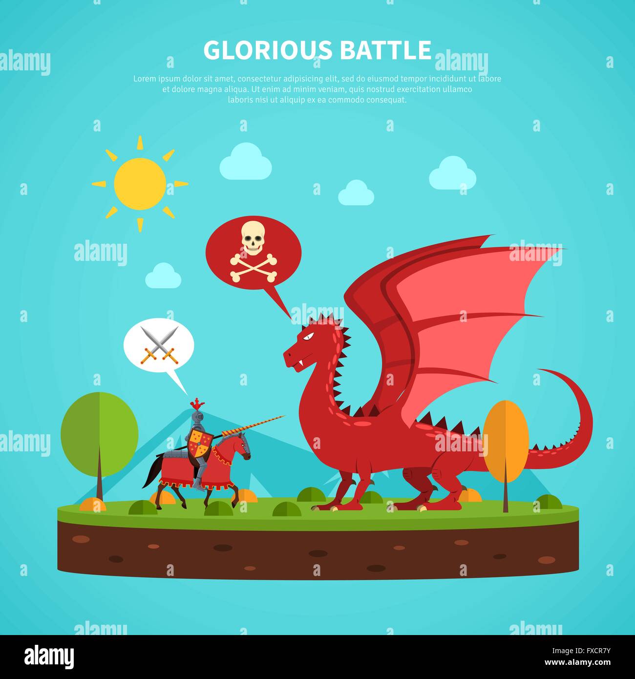 Dragon knight legend illustration flat Stock Vector Image & Art - Alamy