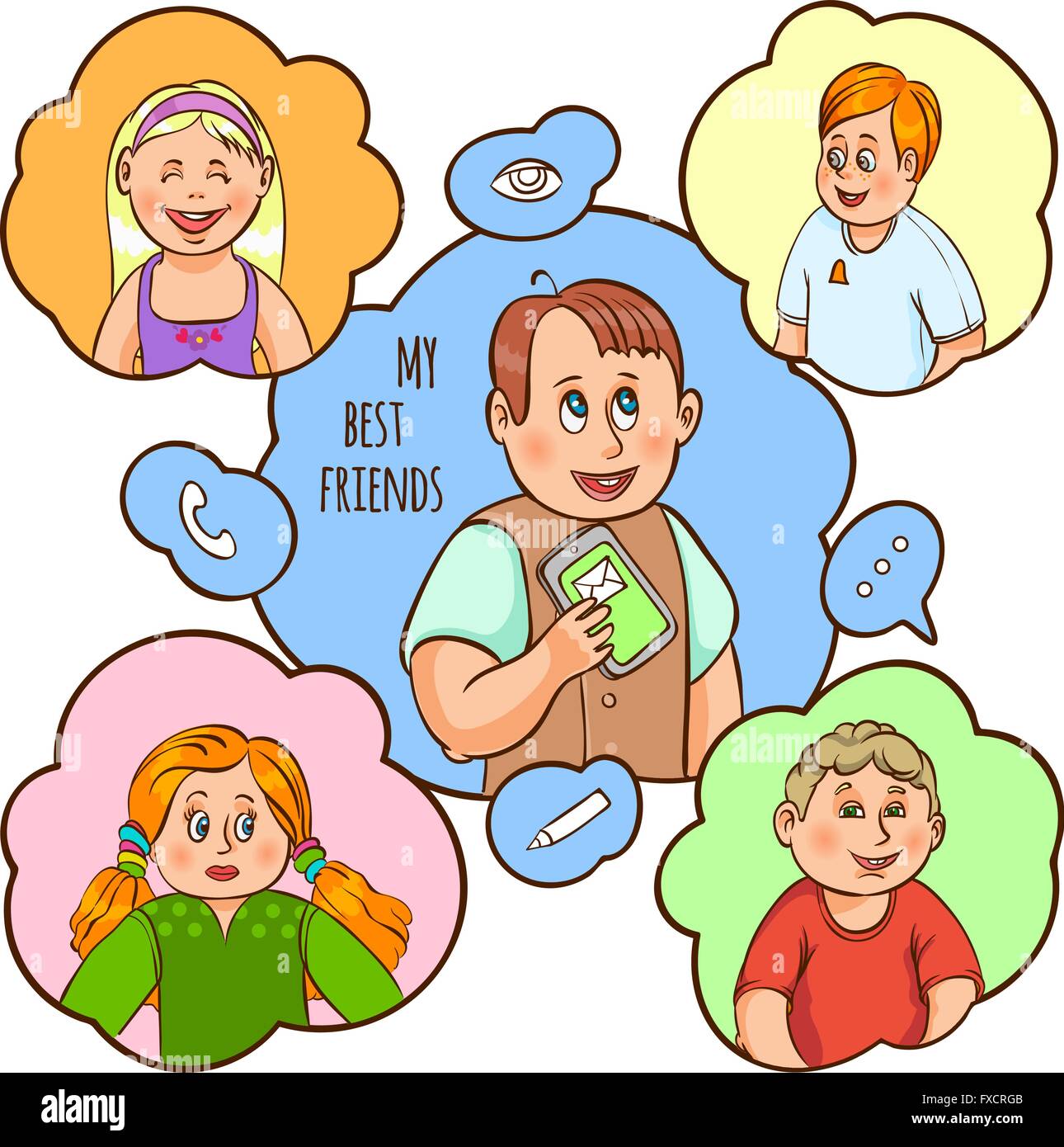 Children Friendship Cartoon Concept Stock Vector