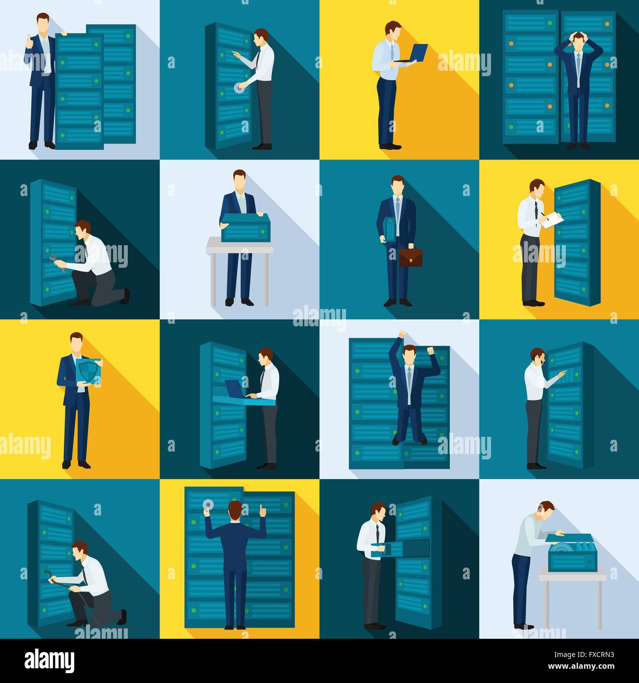 Datacenter Flat Icons Set Stock Vector Image & Art - Alamy