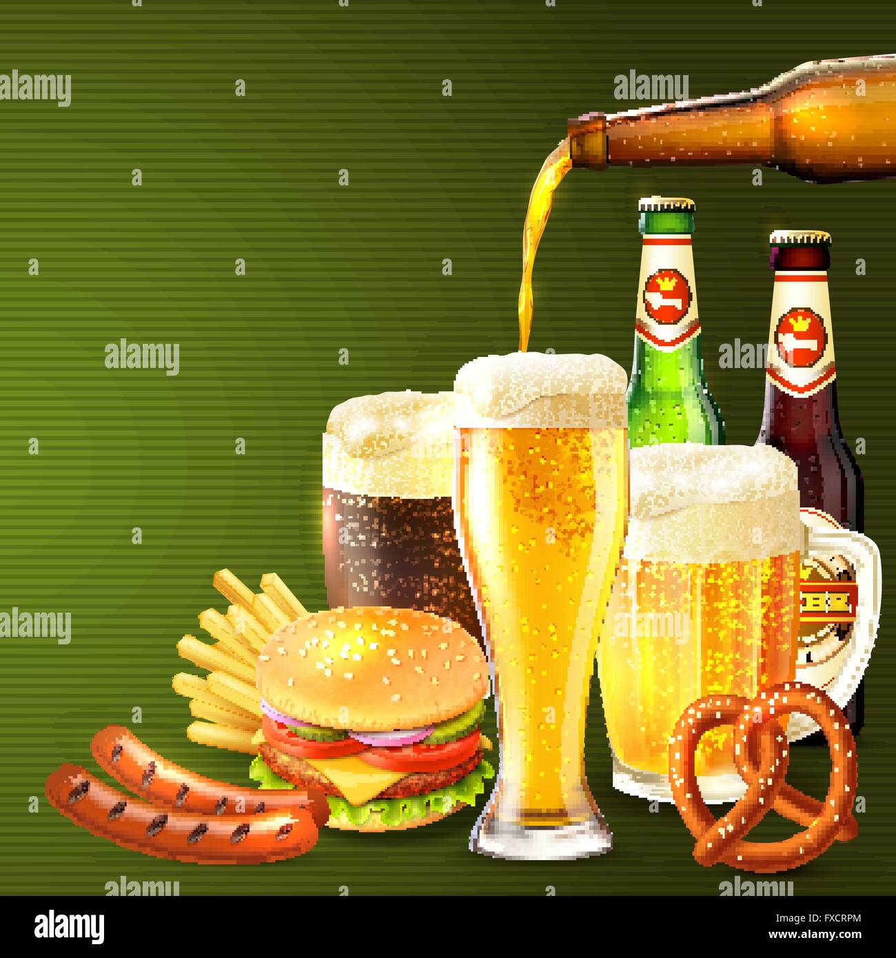 Beer Realistic Illustration Stock Vector
