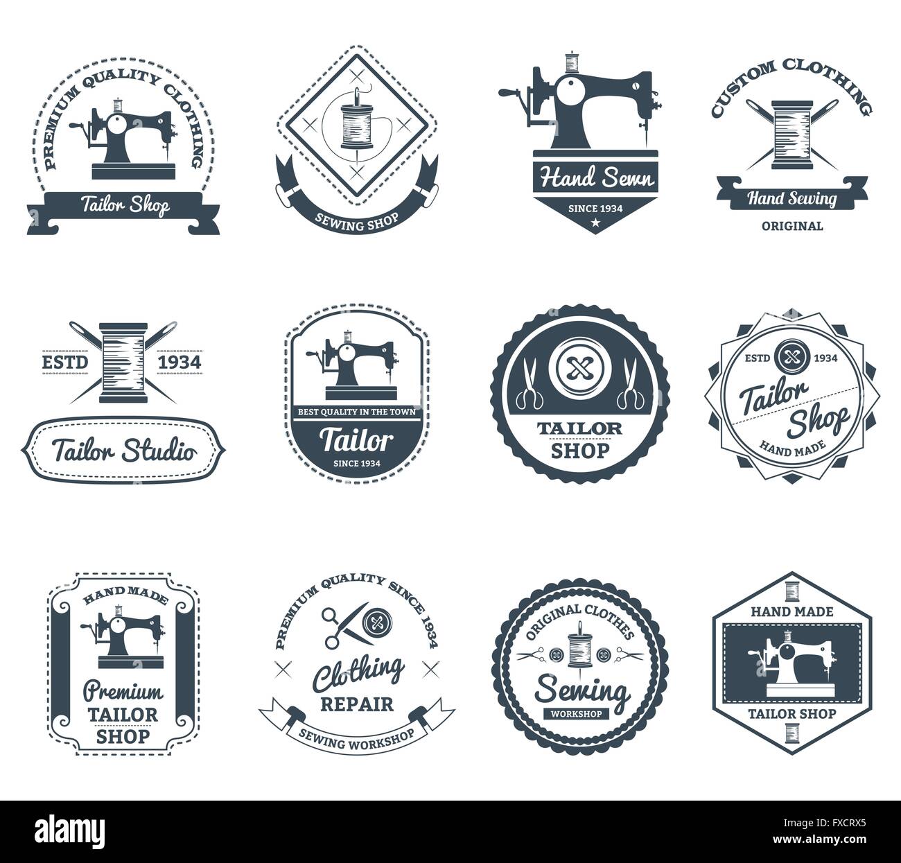 Vintage tailor vector labels hi-res stock photography and images - Alamy