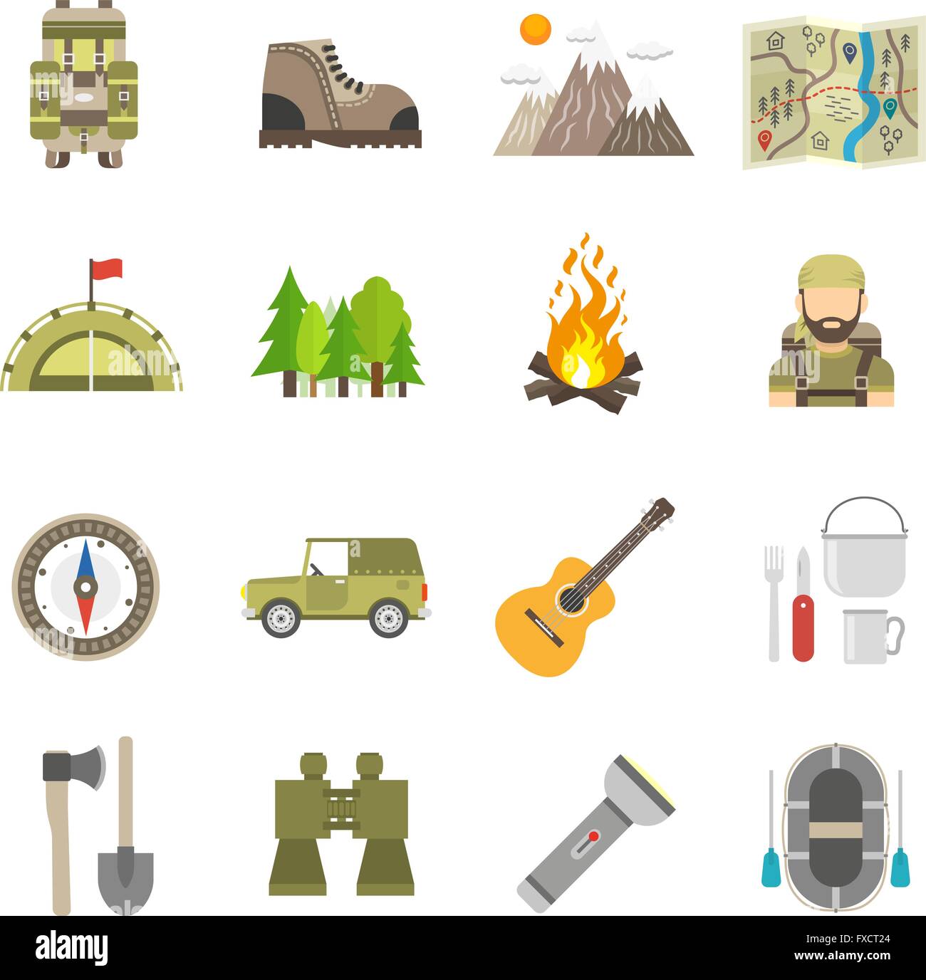 Tourism Icons Flat Set Stock Vector Image & Art - Alamy