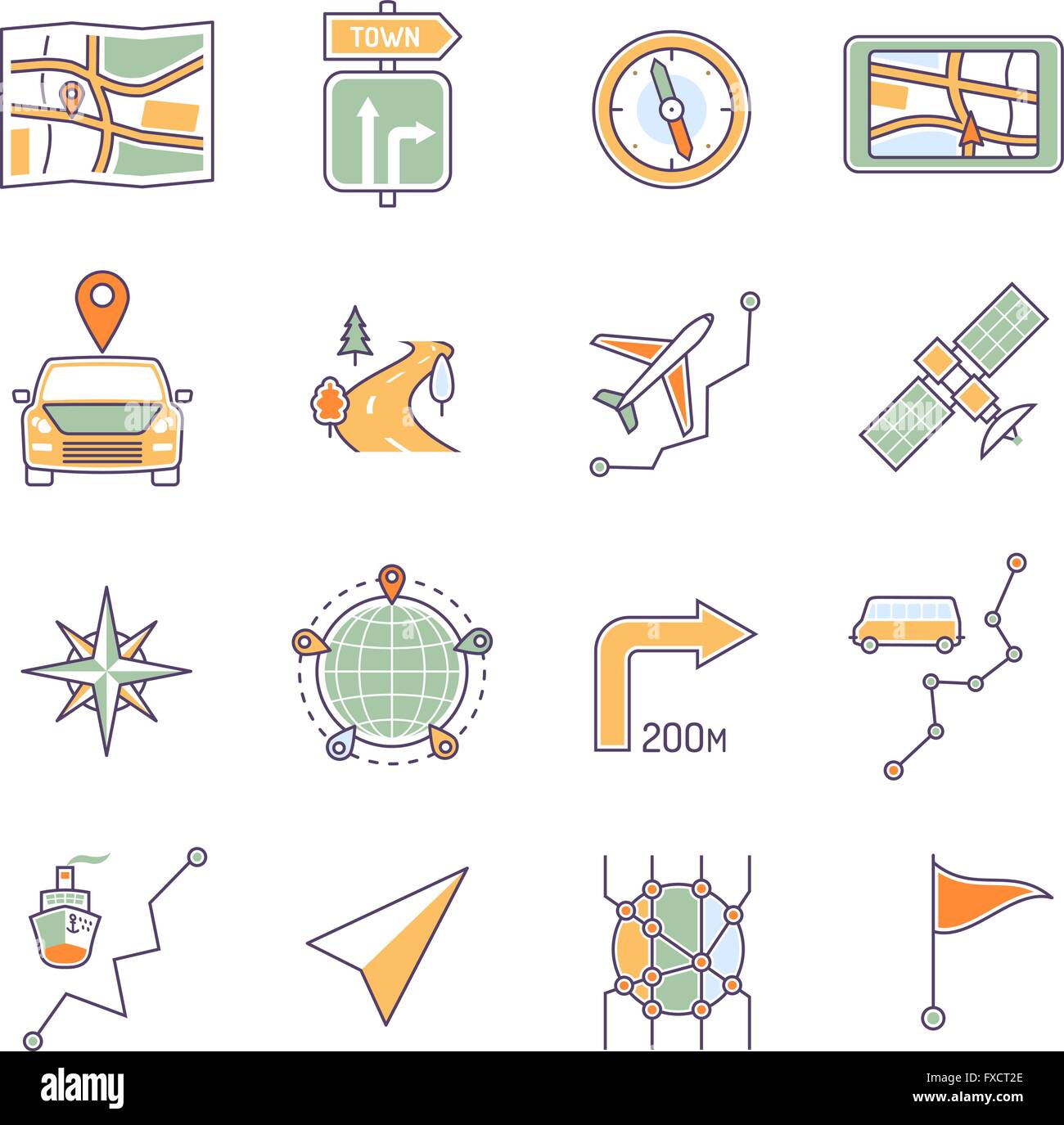 Map Icons Line Stock Vector Image & Art - Alamy