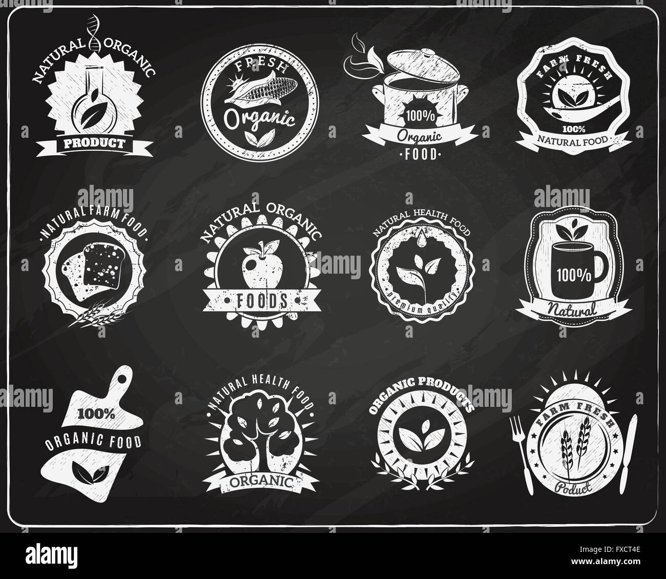 Organic food blackboard chalk labels set Stock Vector Image & Art Alamy