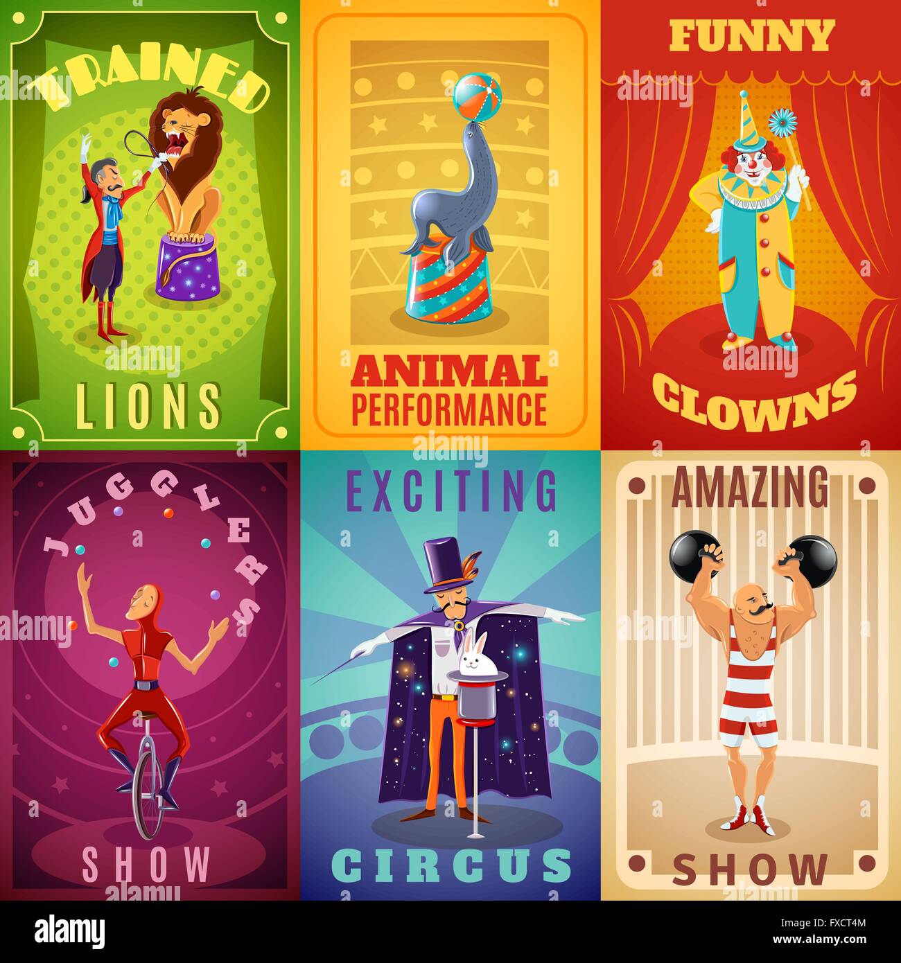Circus 6 flat banners composition poster Stock Vector Image & Art - Alamy