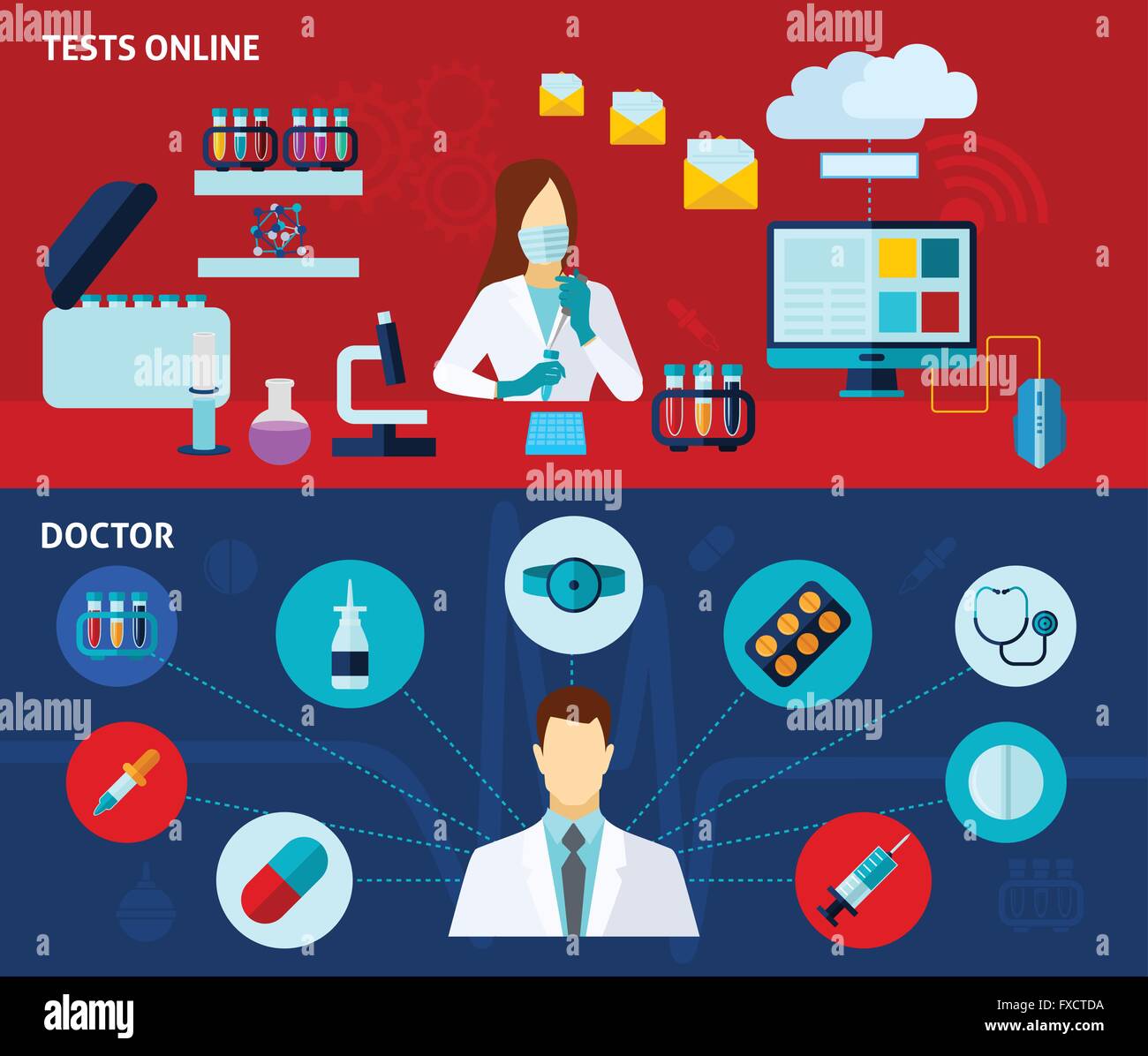 Medical laboratory 2 flat banners set Stock Vector Image & Art - Alamy