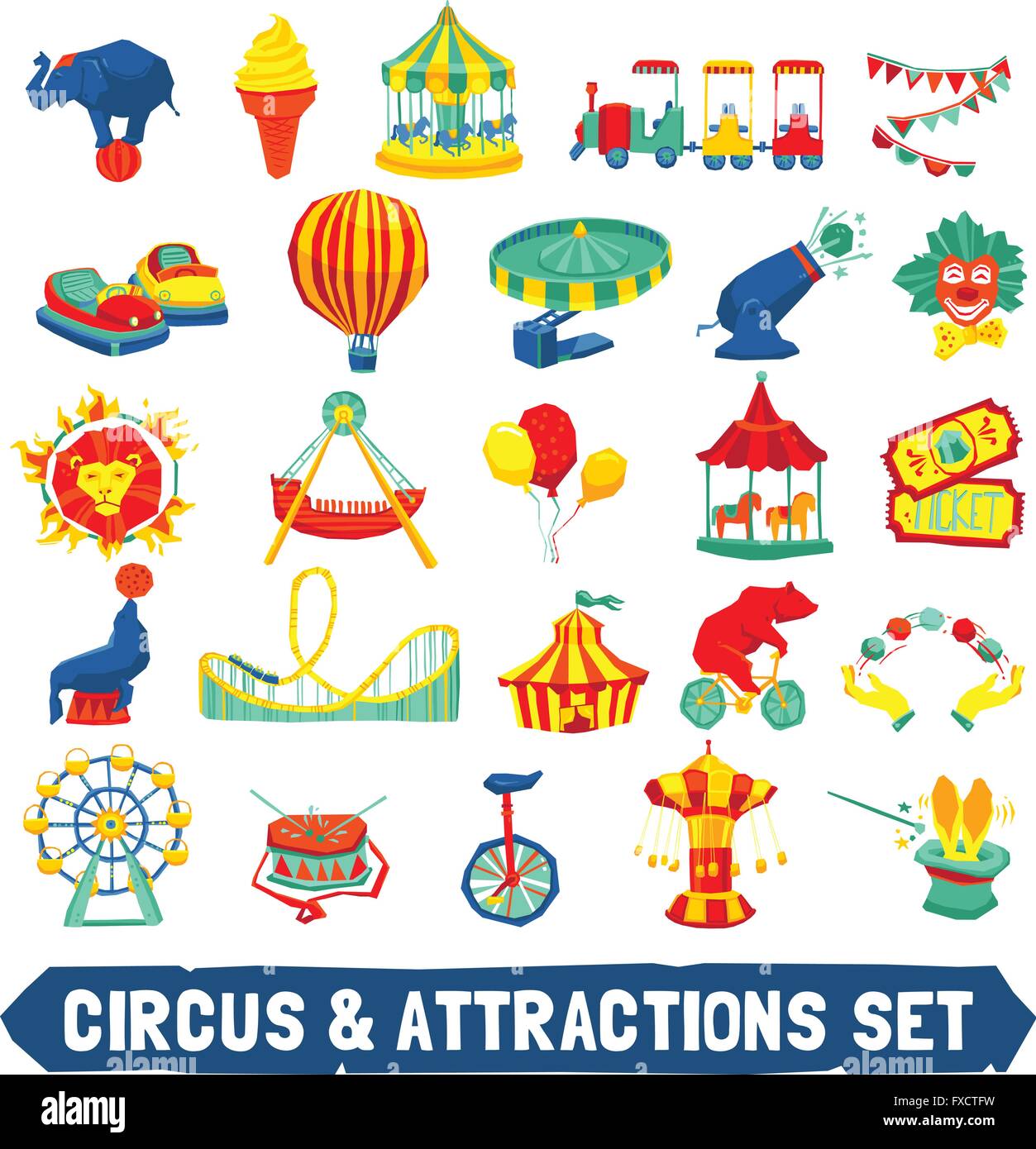 Circus Icons Set Stock Vector Image & Art - Alamy
