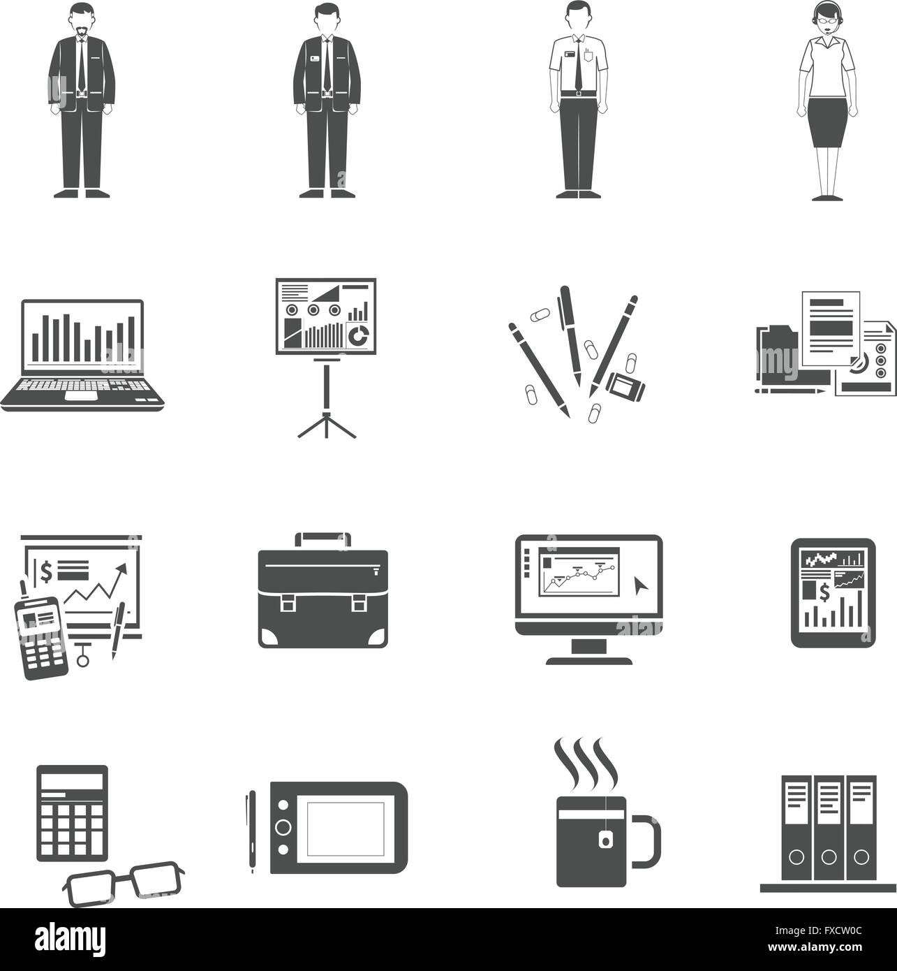 Office Icons Black Set Stock Vector Image & Art Alamy