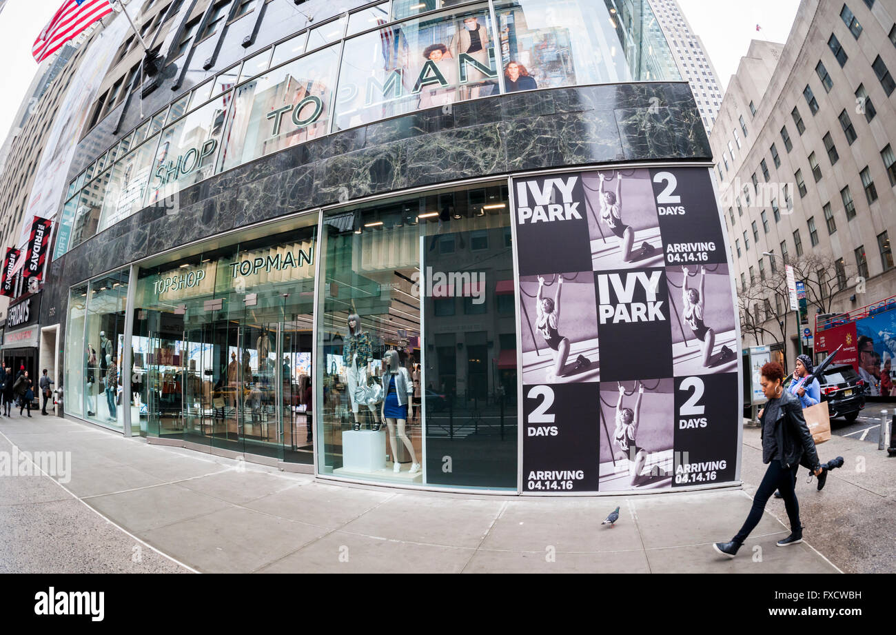 The Topshop Topman store in New York promotes Ivy Park, Beyoncé's Stock  Photo - Alamy