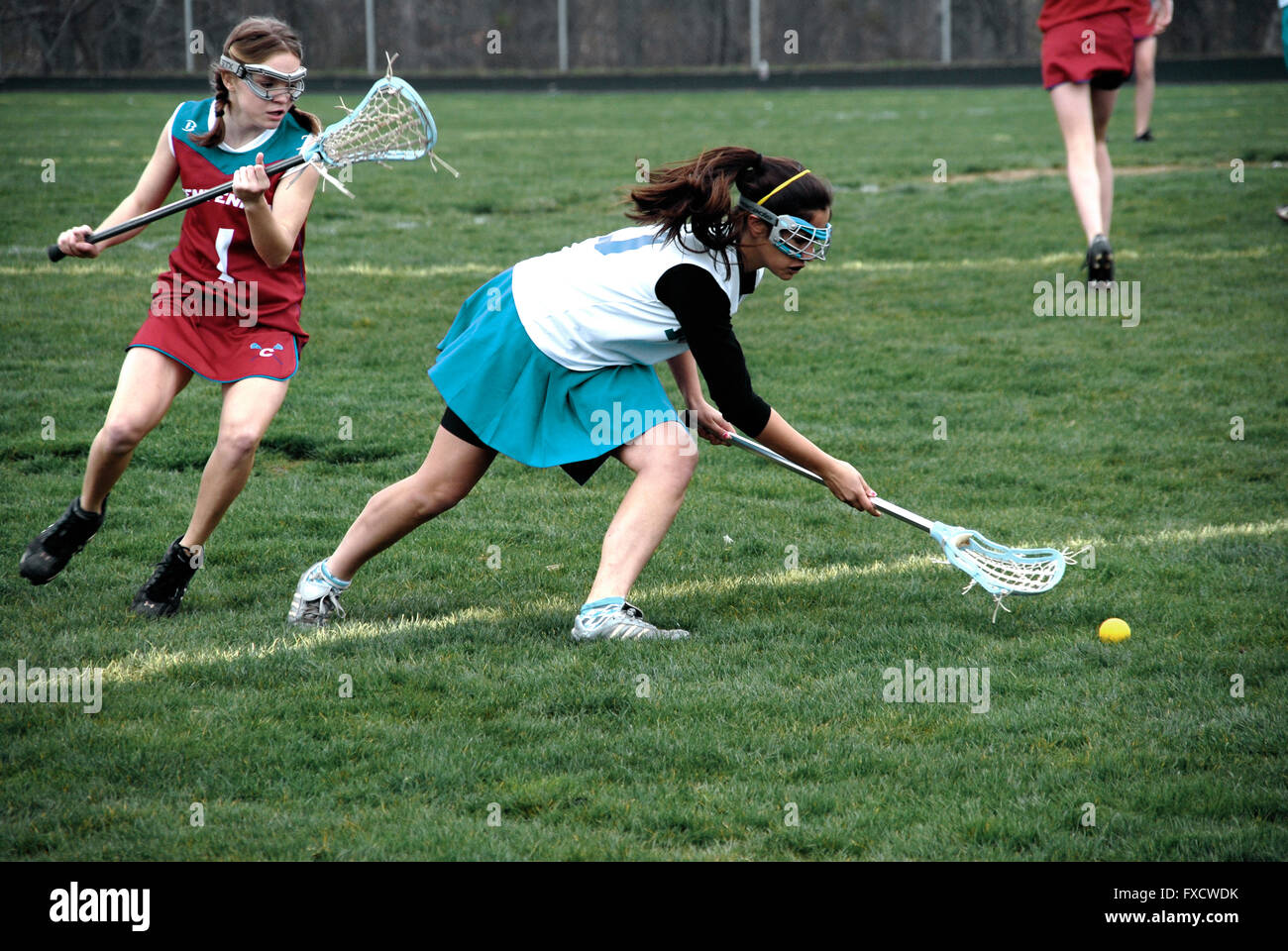 High school girls lacrosse game Columbia, Maryland Stock Photo Alamy