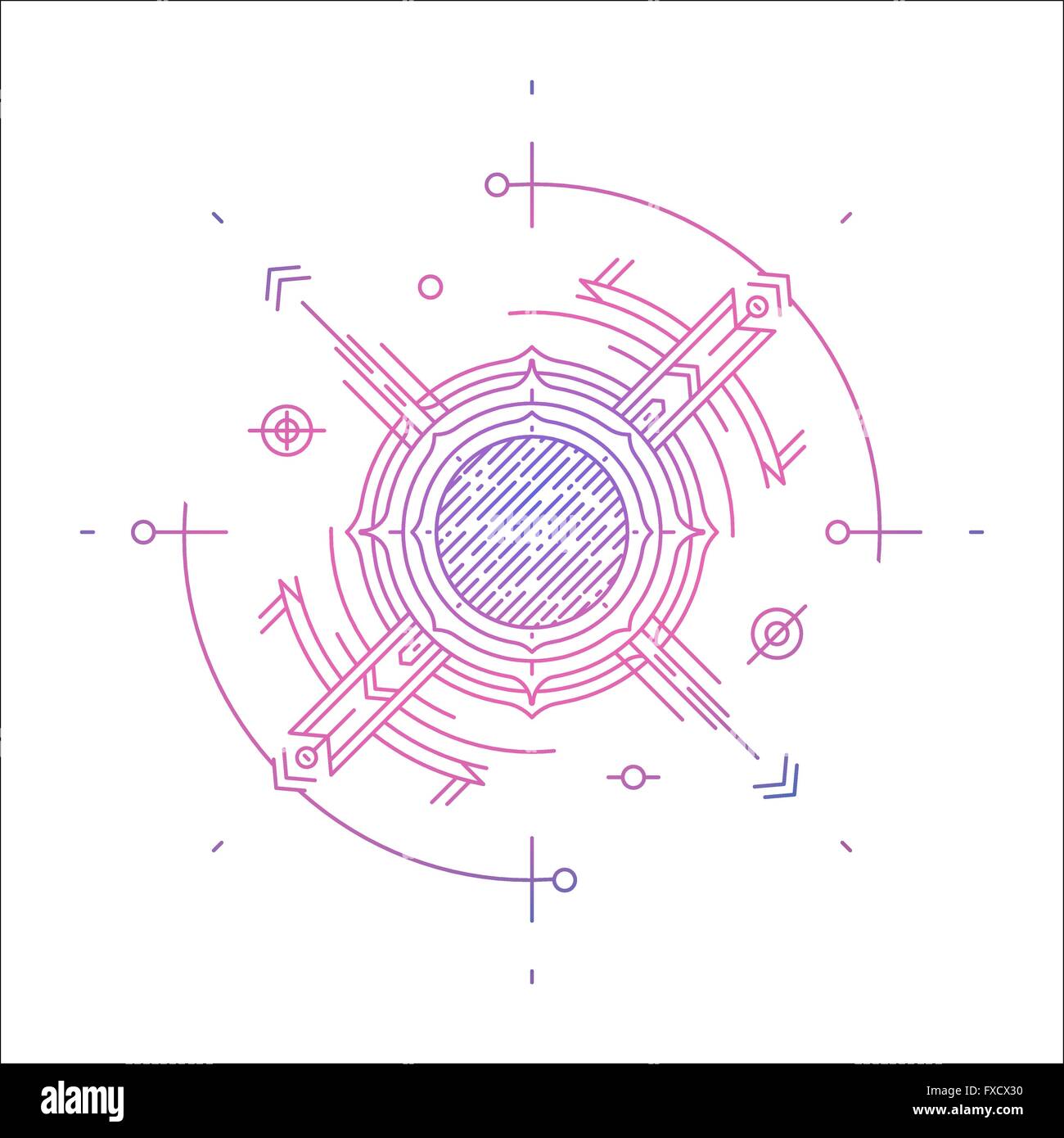 Colorful line geometric futuristic graphic design. Sci-Fi cosmic linear ...