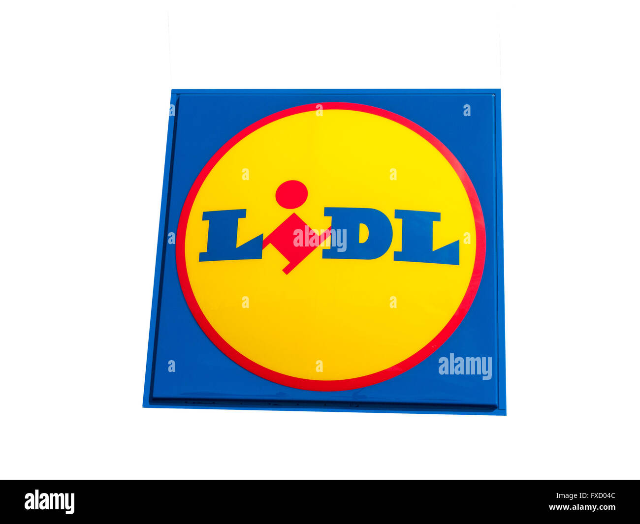 Cut out of Lidl shop sign isolated on white background Stock Photo