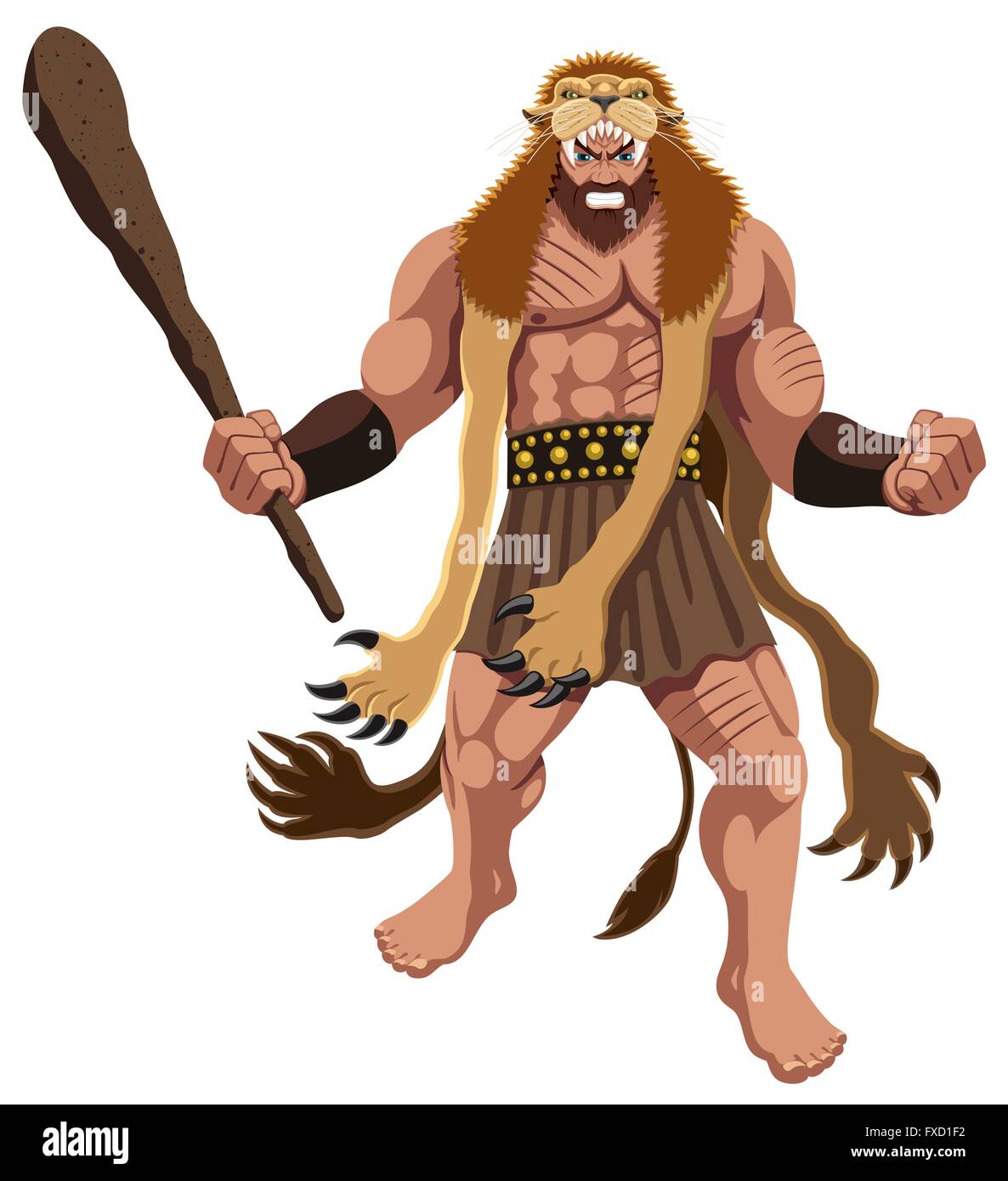 Heracles over white background. No transparency and gradients used. Stock Vector