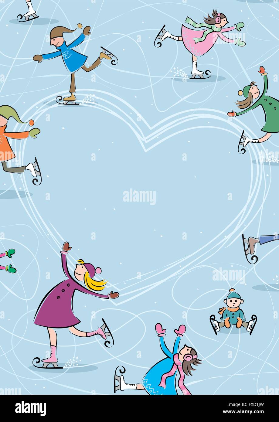 Place your text in the middle of the ice rink and you have one cool greeting card. Stock Vector