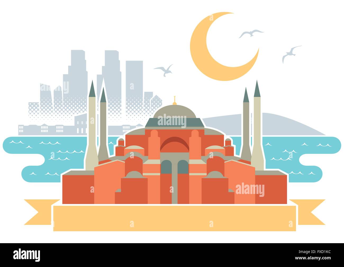 Simple illustration of Istanbul. Stock Vector