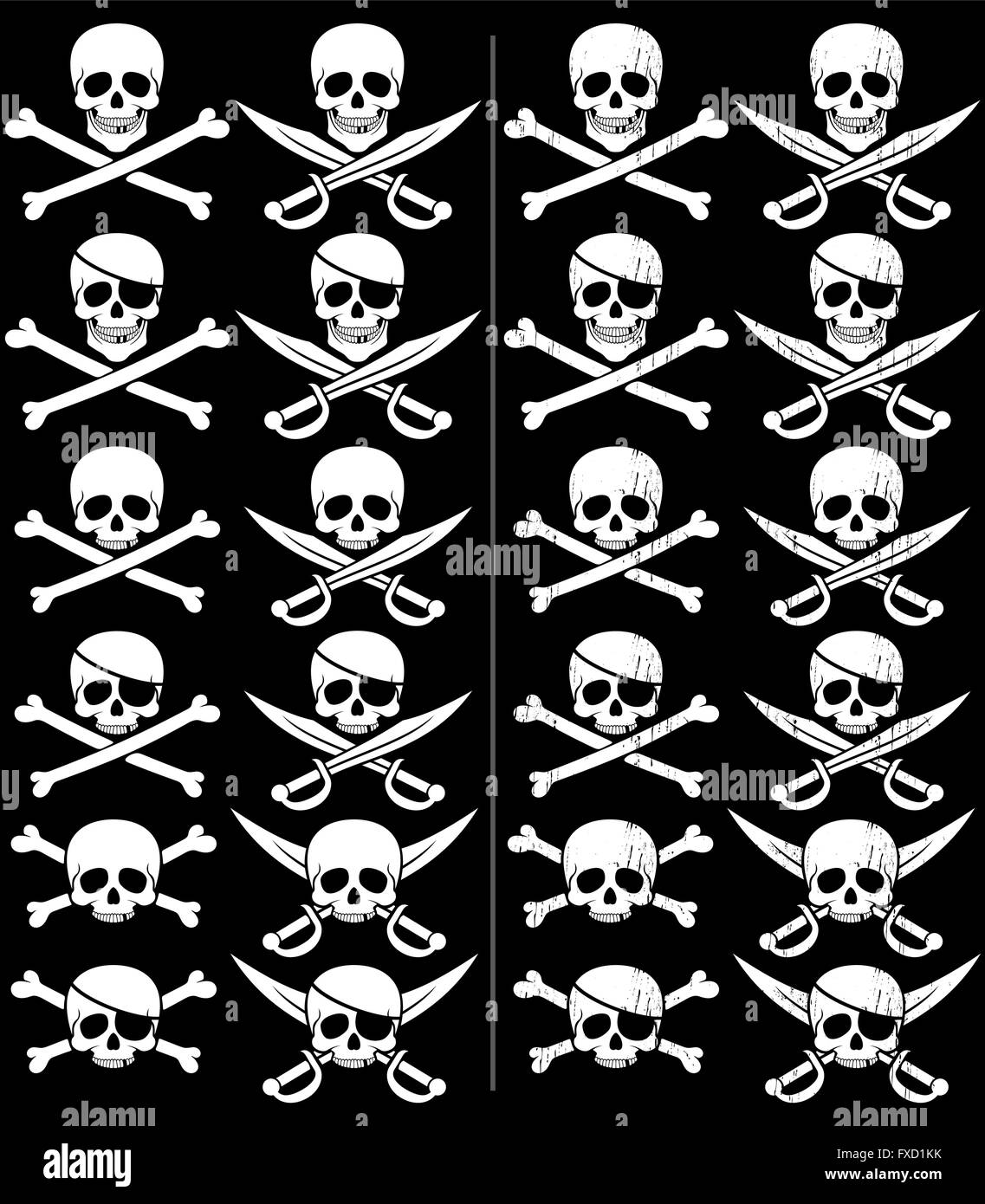 Jolly Roger in 24 different versions. Stock Vector