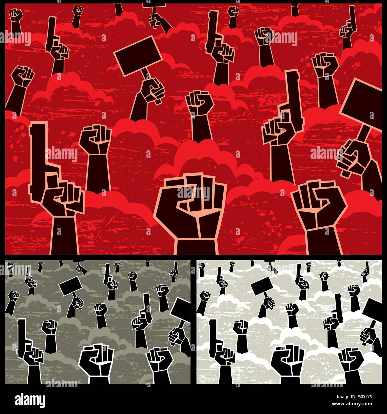 Abstract picture of rebellion. Below is the same picture in 2 different color versions. Stock Vector