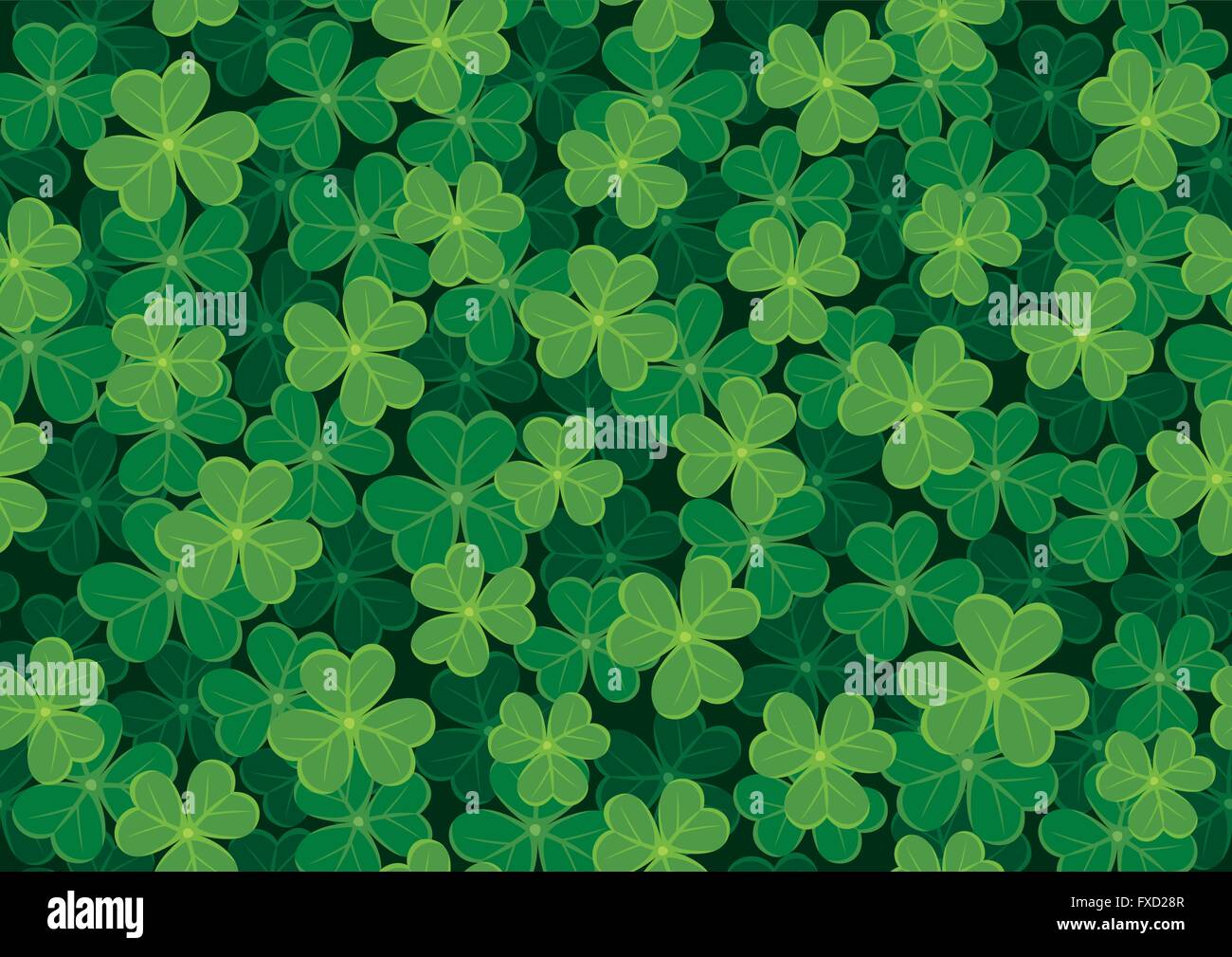 Seamless clover tile. Place them together to create larger background. Stock Vector
