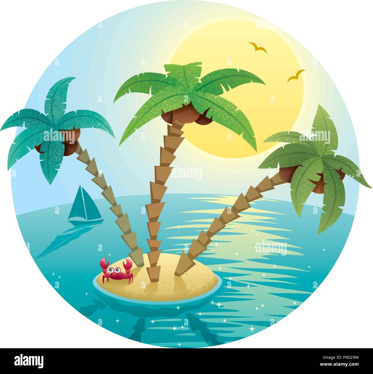 Landscape with small tropical island. Stock Vector