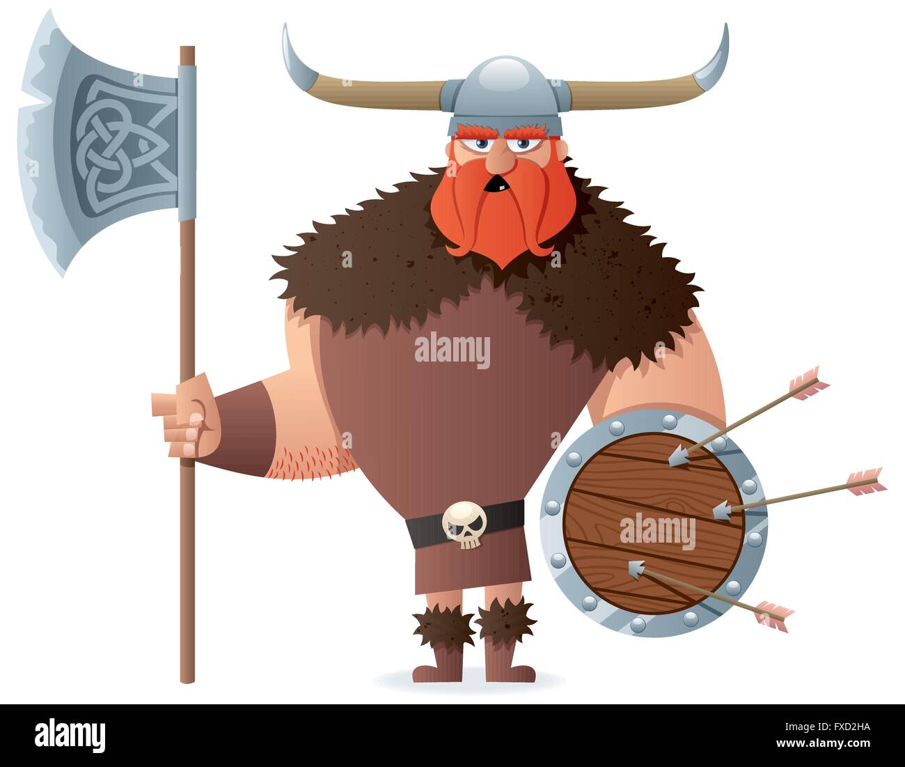 Cartoon Viking over white background. No transparency used. Basic (linear) gradients used. Stock Vector