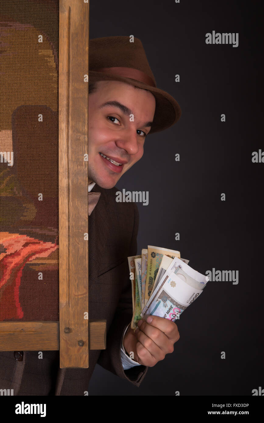 Numismatist with his coin collection Stock Photo Alamy