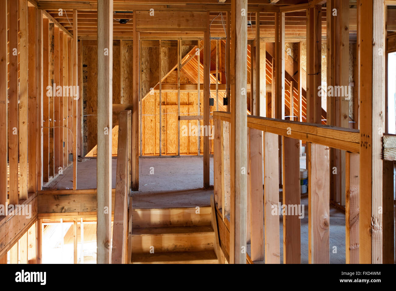 Unfinished Home Framing Interior Stock Photo