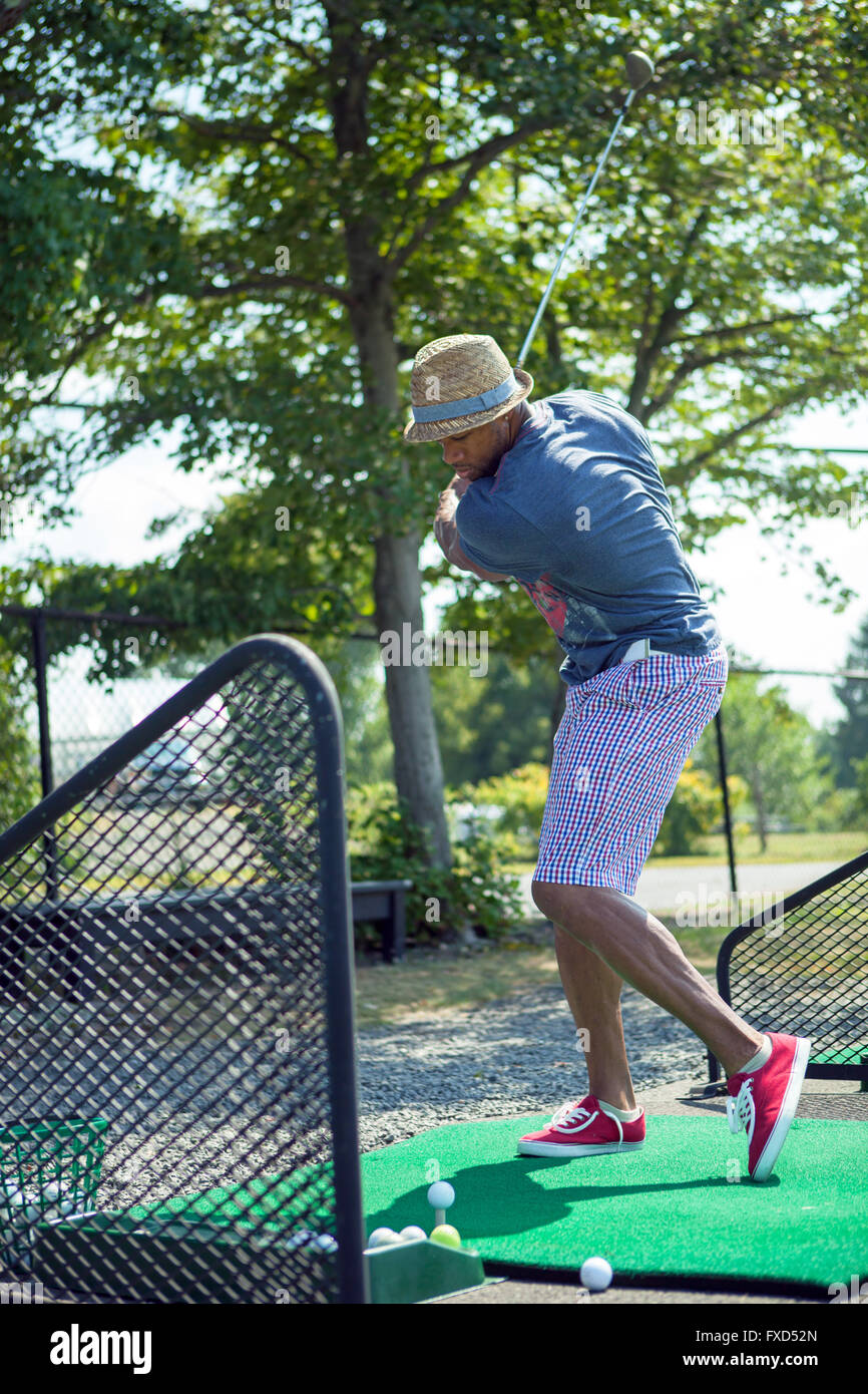 Golf Practice at the Driving Range Stock Photo Alamy