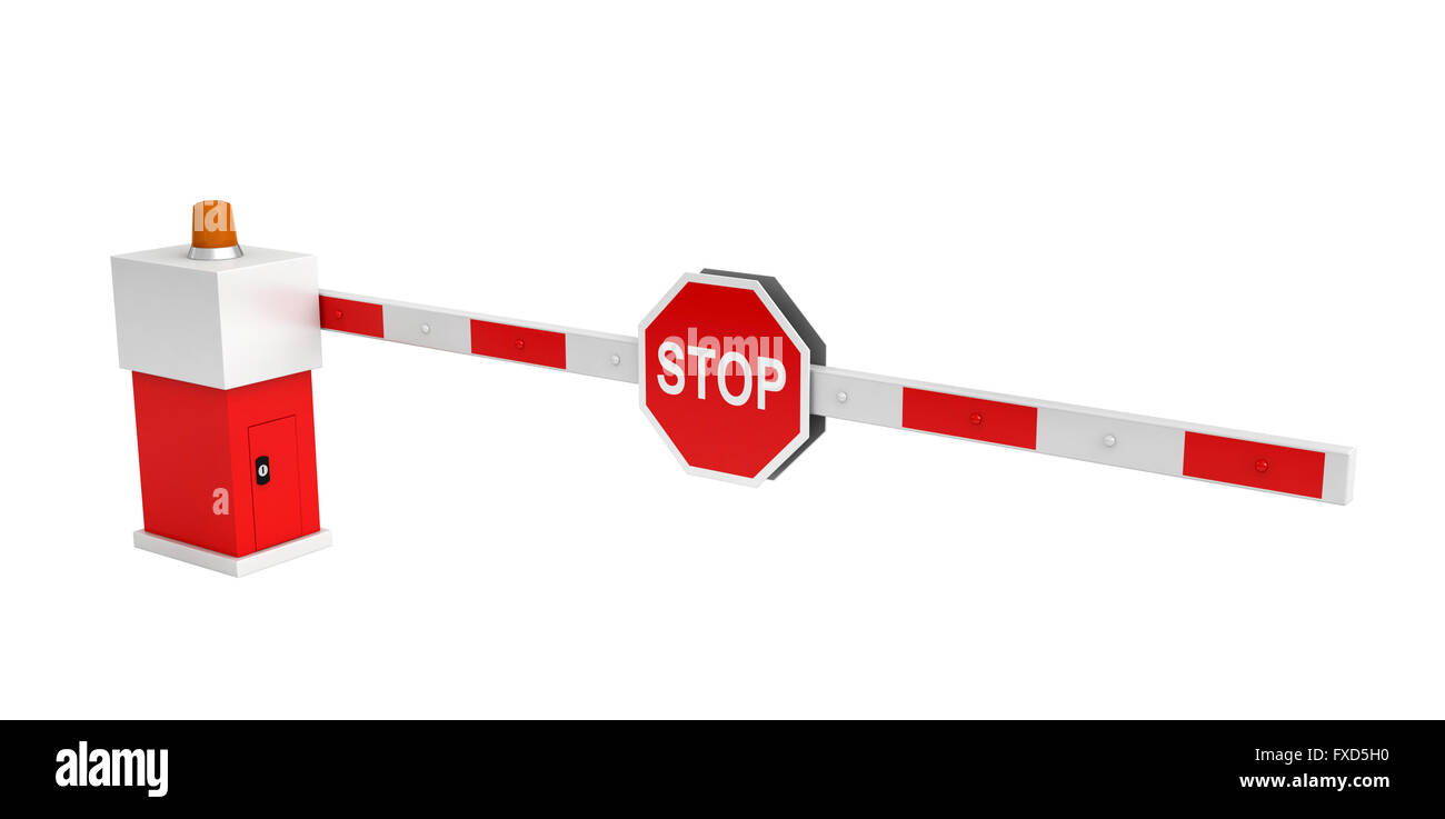 Stop Sign Rendering 3d rendering of barrier with stop sign isolated over white background ...