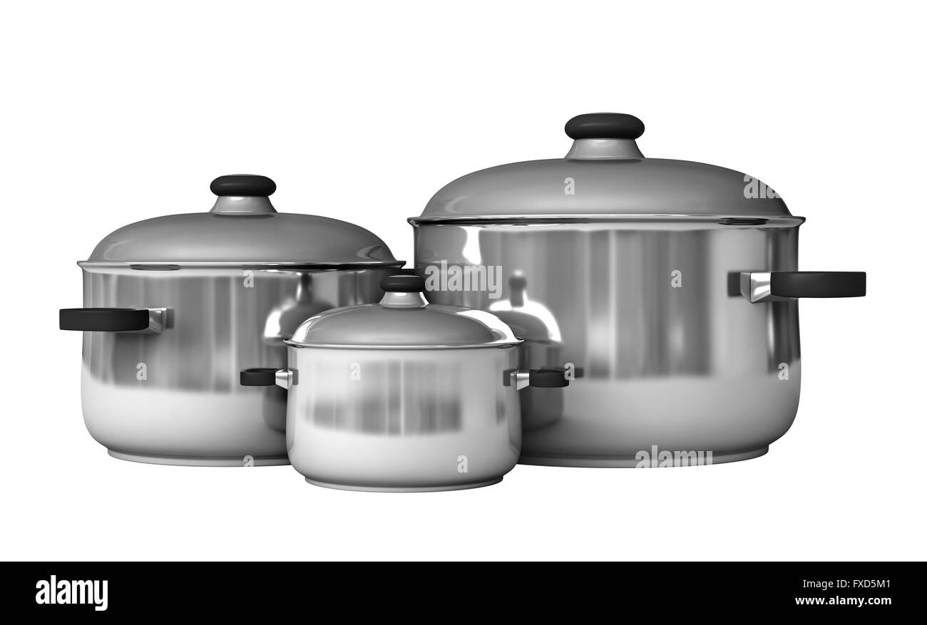 3d rendering of saucepans isolated on white background Stock Photo Alamy
