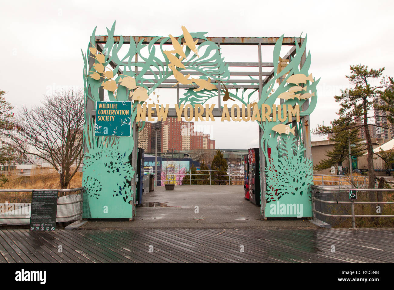 Entrance to New York Aquarium, Coney Island boardwalk, Brooklyn, New