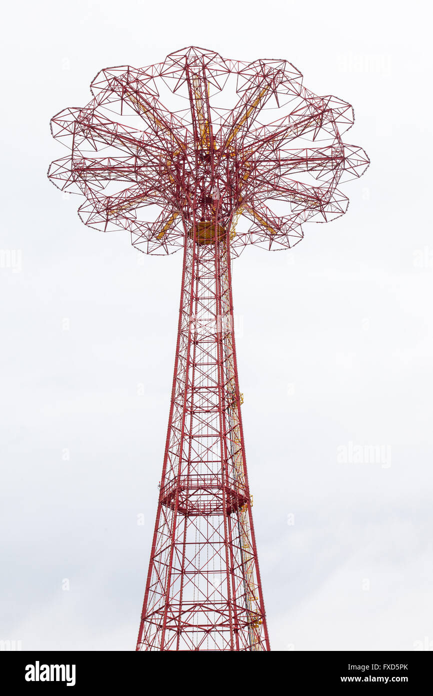 Parachute jump ride,Coney Island, Brooklyn, New York, United States of America. Stock Photo