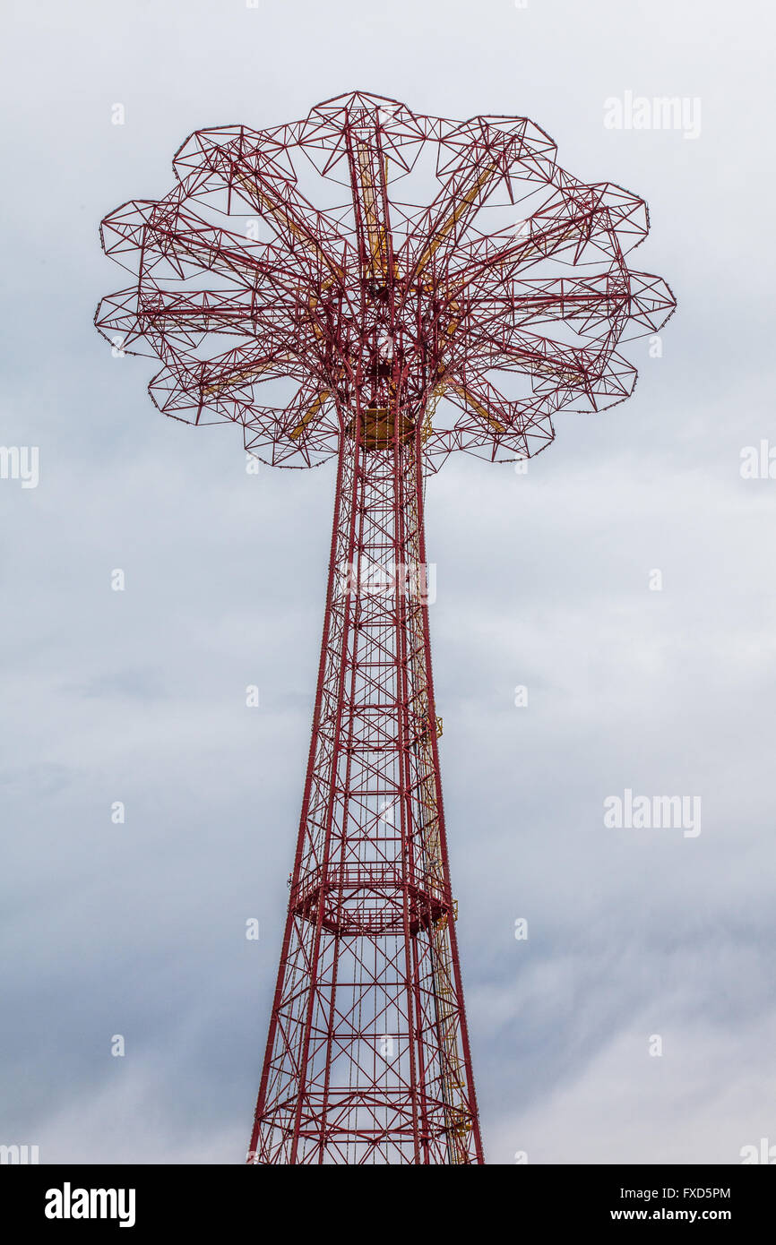 Parachute jump ride,Coney Island, Brooklyn, New York, United States of America. Stock Photo